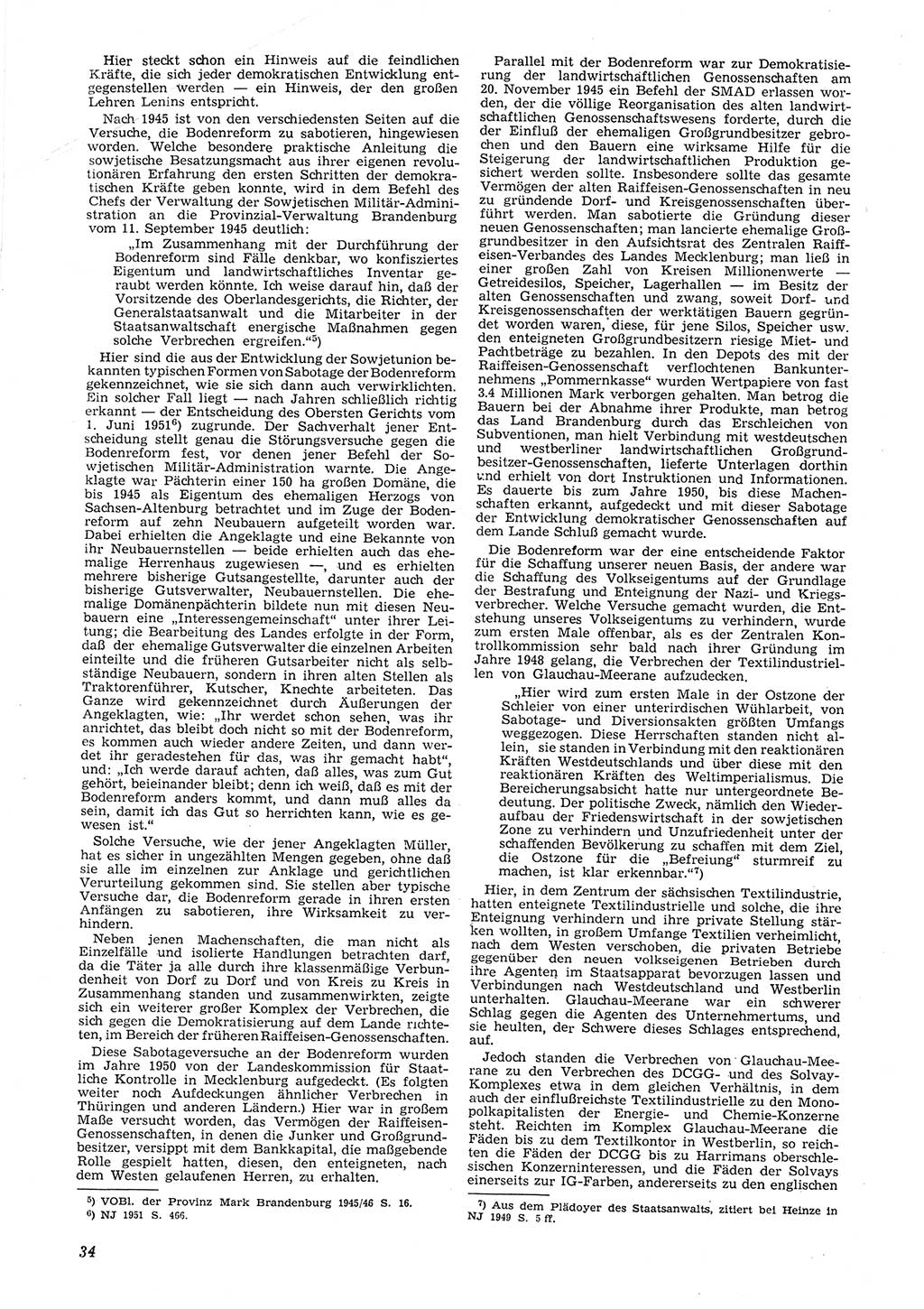 Neue Justiz (NJ), Zeitschrift für Recht und Rechtswissenschaft [Deutsche Demokratische Republik (DDR)], 8. Jahrgang 1954, Seite 34 (NJ DDR 1954, S. 34)