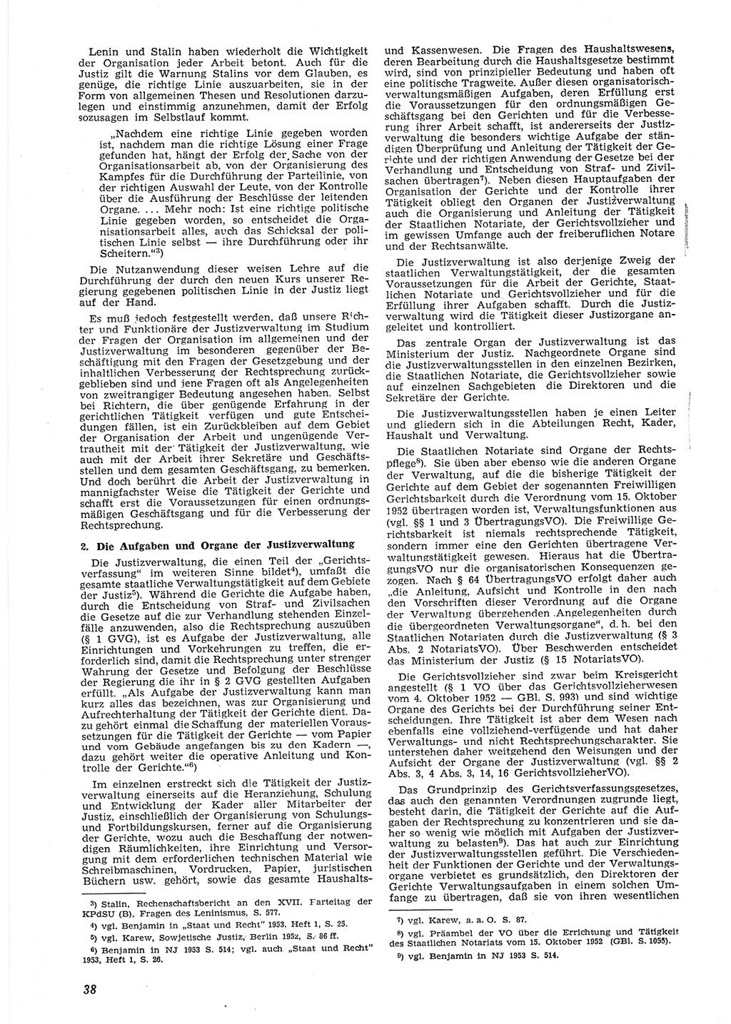 Neue Justiz (NJ), Zeitschrift für Recht und Rechtswissenschaft [Deutsche Demokratische Republik (DDR)], 8. Jahrgang 1954, Seite 38 (NJ DDR 1954, S. 38)