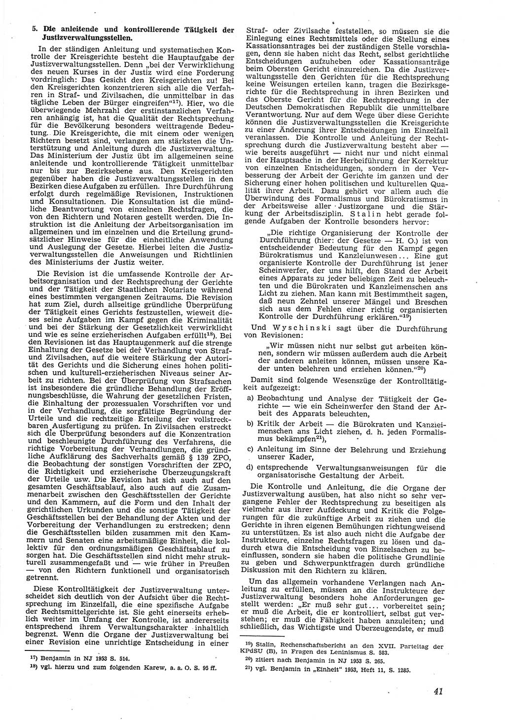 Neue Justiz (NJ), Zeitschrift für Recht und Rechtswissenschaft [Deutsche Demokratische Republik (DDR)], 8. Jahrgang 1954, Seite 41 (NJ DDR 1954, S. 41)
