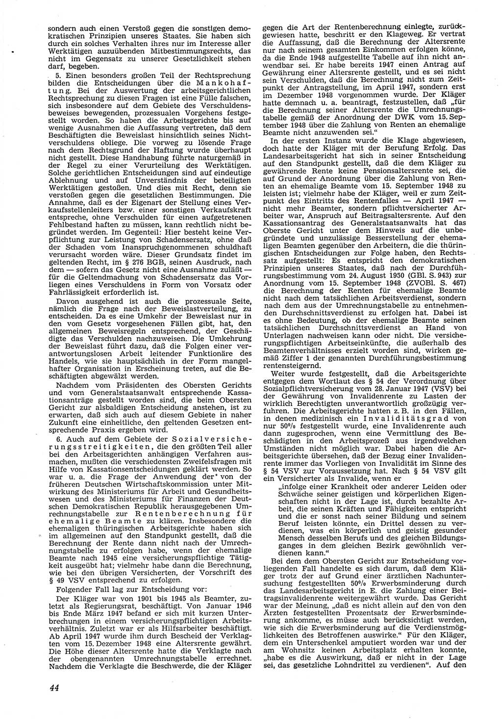 Neue Justiz (NJ), Zeitschrift für Recht und Rechtswissenschaft [Deutsche Demokratische Republik (DDR)], 8. Jahrgang 1954, Seite 44 (NJ DDR 1954, S. 44)
