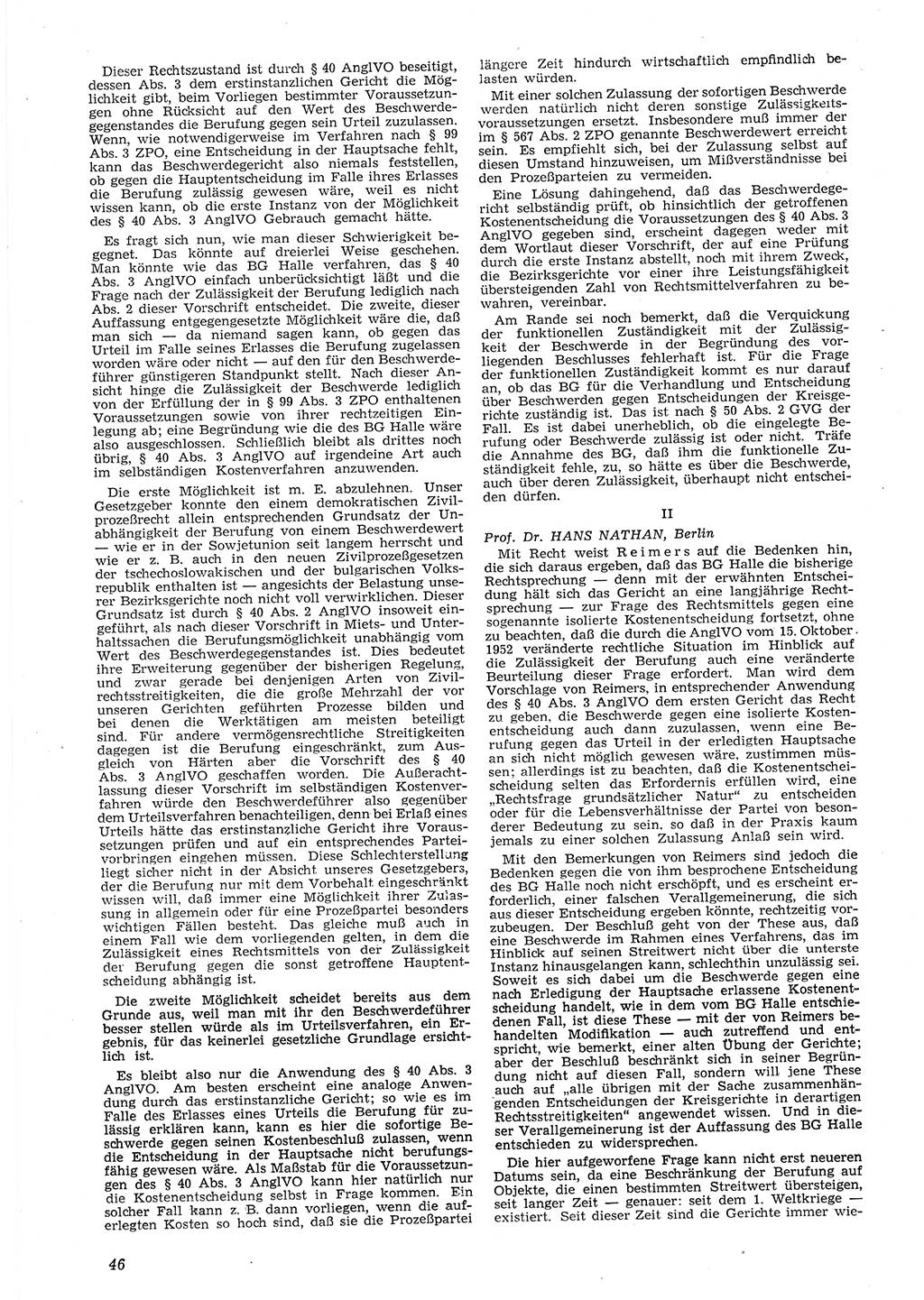 Neue Justiz (NJ), Zeitschrift für Recht und Rechtswissenschaft [Deutsche Demokratische Republik (DDR)], 8. Jahrgang 1954, Seite 46 (NJ DDR 1954, S. 46)