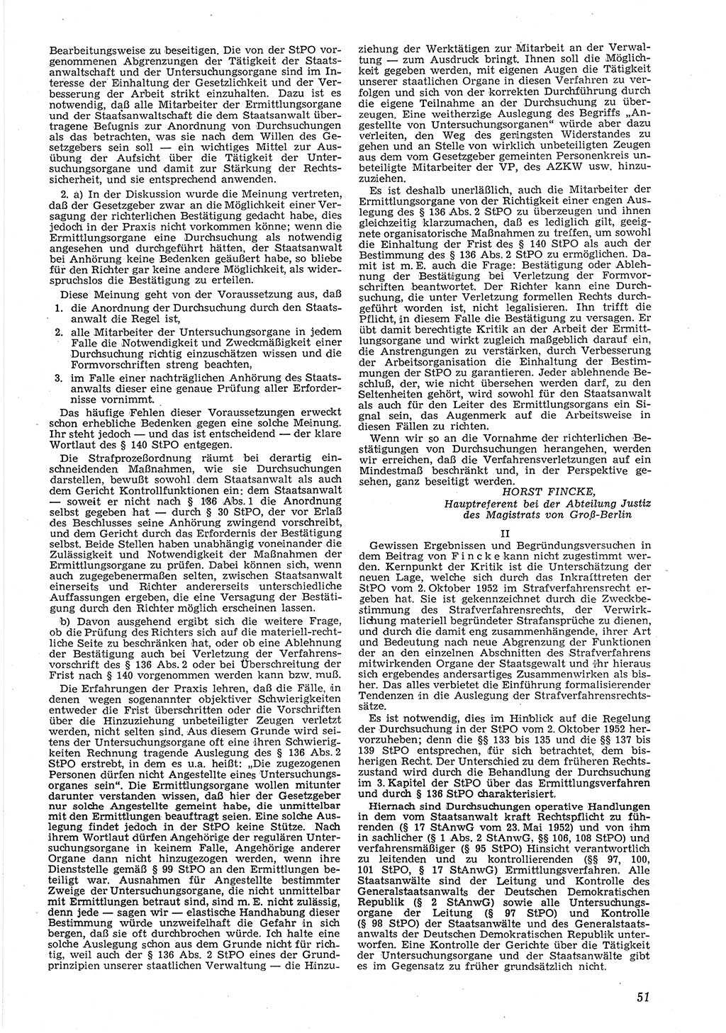 Neue Justiz (NJ), Zeitschrift für Recht und Rechtswissenschaft [Deutsche Demokratische Republik (DDR)], 8. Jahrgang 1954, Seite 51 (NJ DDR 1954, S. 51)