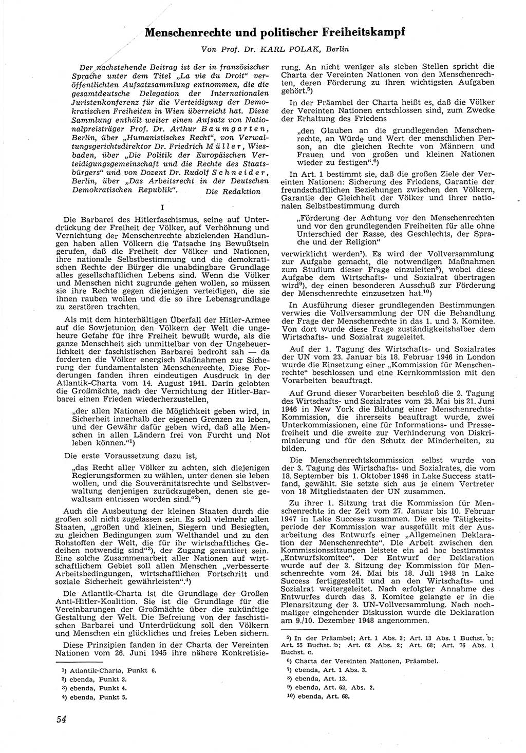 Neue Justiz (NJ), Zeitschrift für Recht und Rechtswissenschaft [Deutsche Demokratische Republik (DDR)], 8. Jahrgang 1954, Seite 54 (NJ DDR 1954, S. 54)