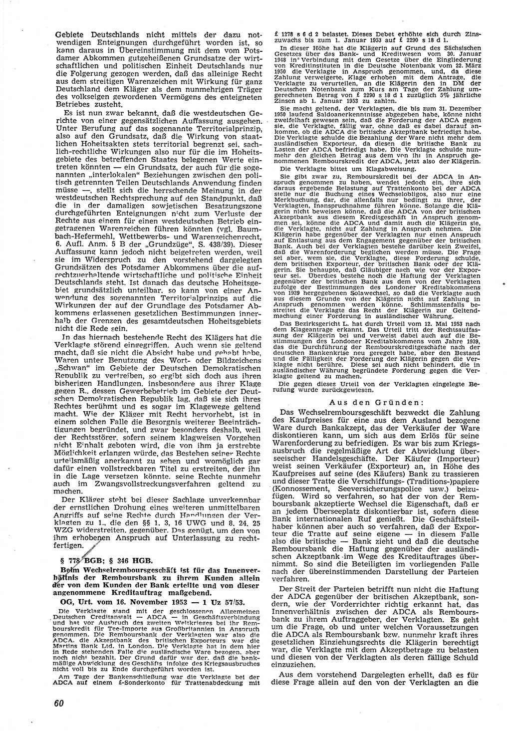 Neue Justiz (NJ), Zeitschrift für Recht und Rechtswissenschaft [Deutsche Demokratische Republik (DDR)], 8. Jahrgang 1954, Seite 60 (NJ DDR 1954, S. 60)