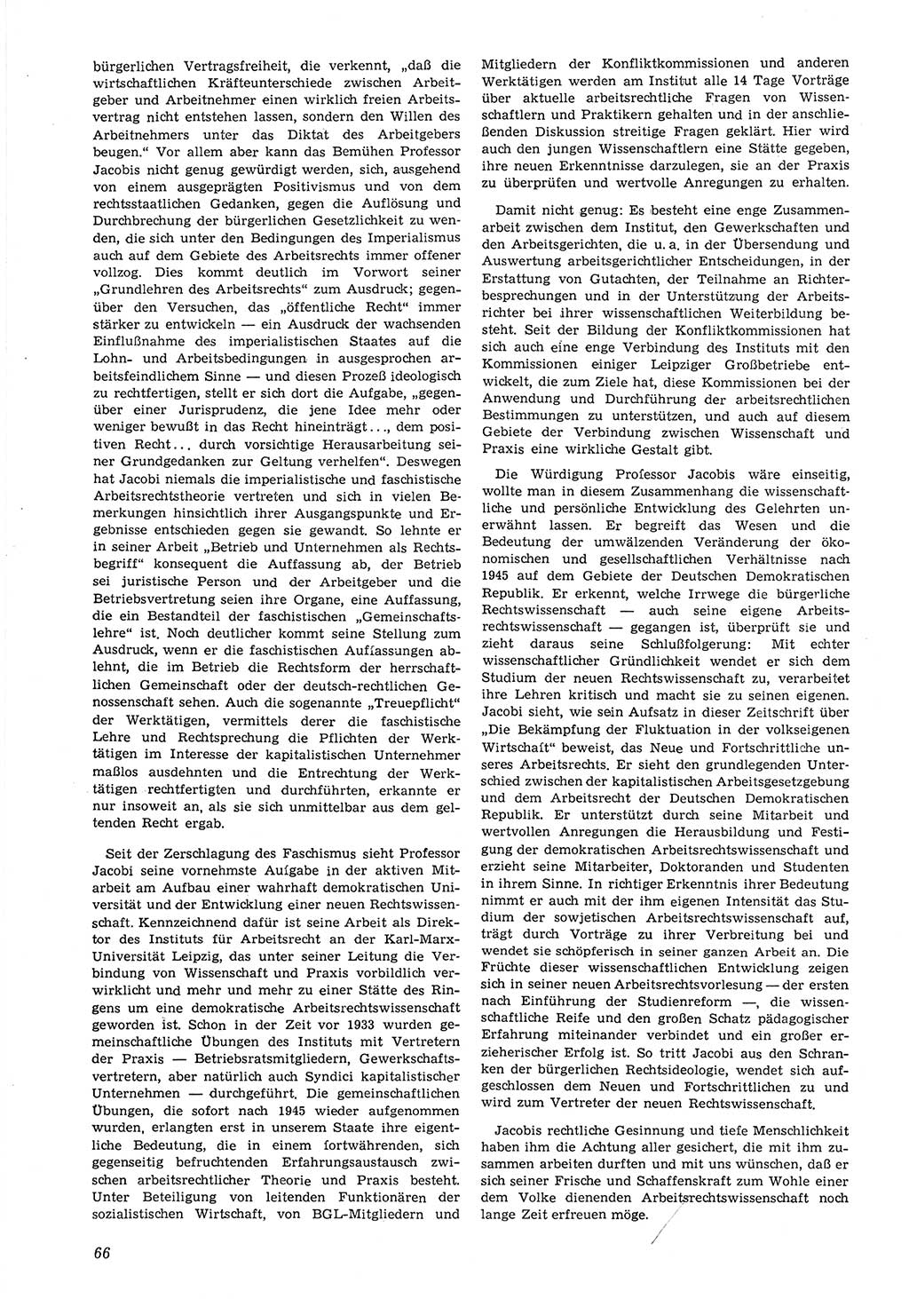 Neue Justiz (NJ), Zeitschrift für Recht und Rechtswissenschaft [Deutsche Demokratische Republik (DDR)], 8. Jahrgang 1954, Seite 66 (NJ DDR 1954, S. 66)