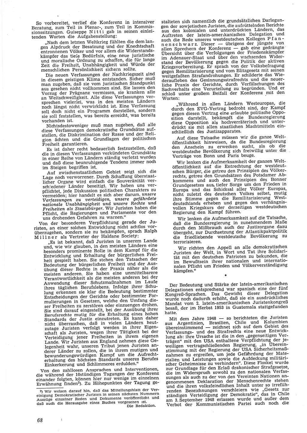 Neue Justiz (NJ), Zeitschrift für Recht und Rechtswissenschaft [Deutsche Demokratische Republik (DDR)], 8. Jahrgang 1954, Seite 68 (NJ DDR 1954, S. 68)