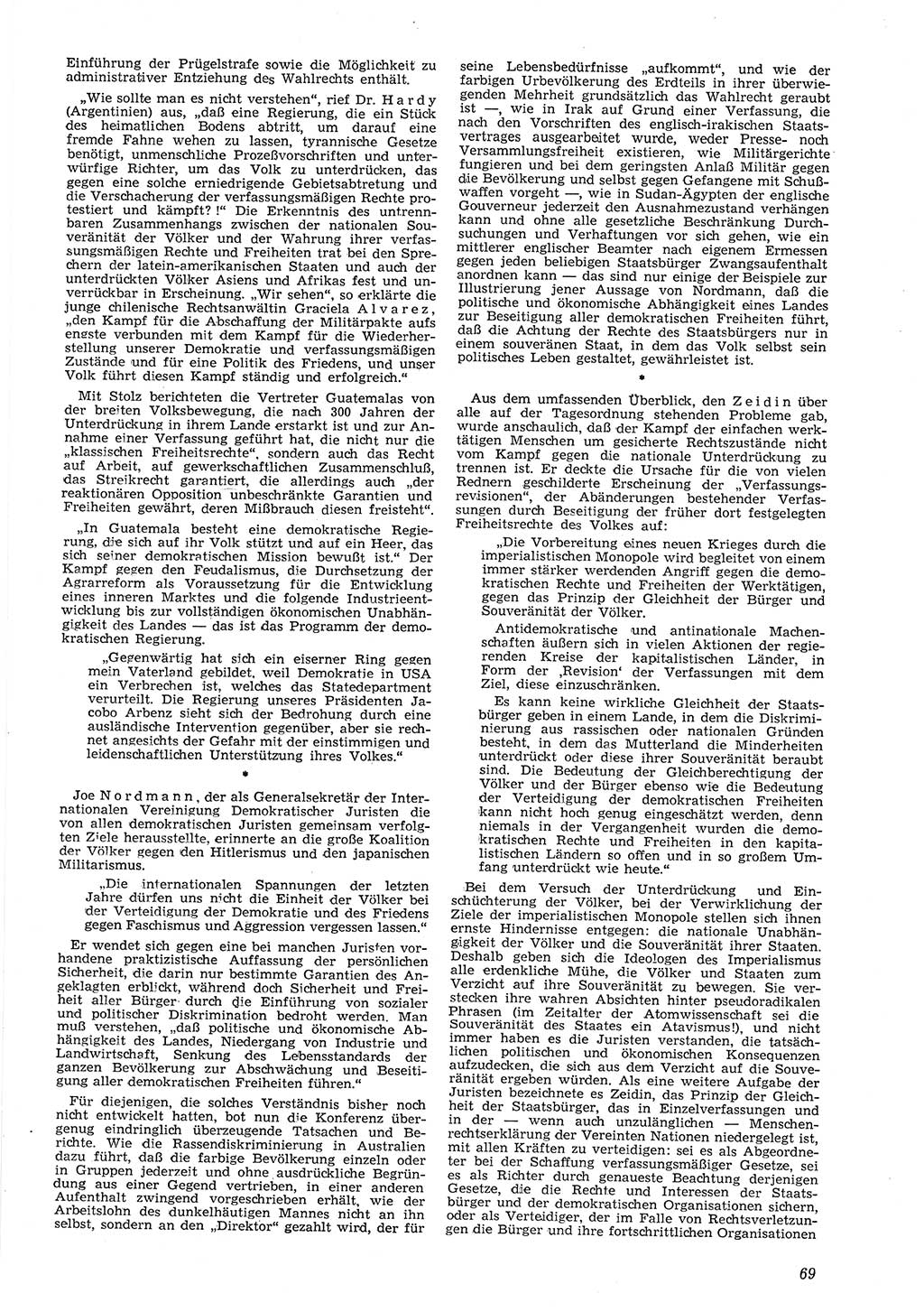 Neue Justiz (NJ), Zeitschrift für Recht und Rechtswissenschaft [Deutsche Demokratische Republik (DDR)], 8. Jahrgang 1954, Seite 69 (NJ DDR 1954, S. 69)