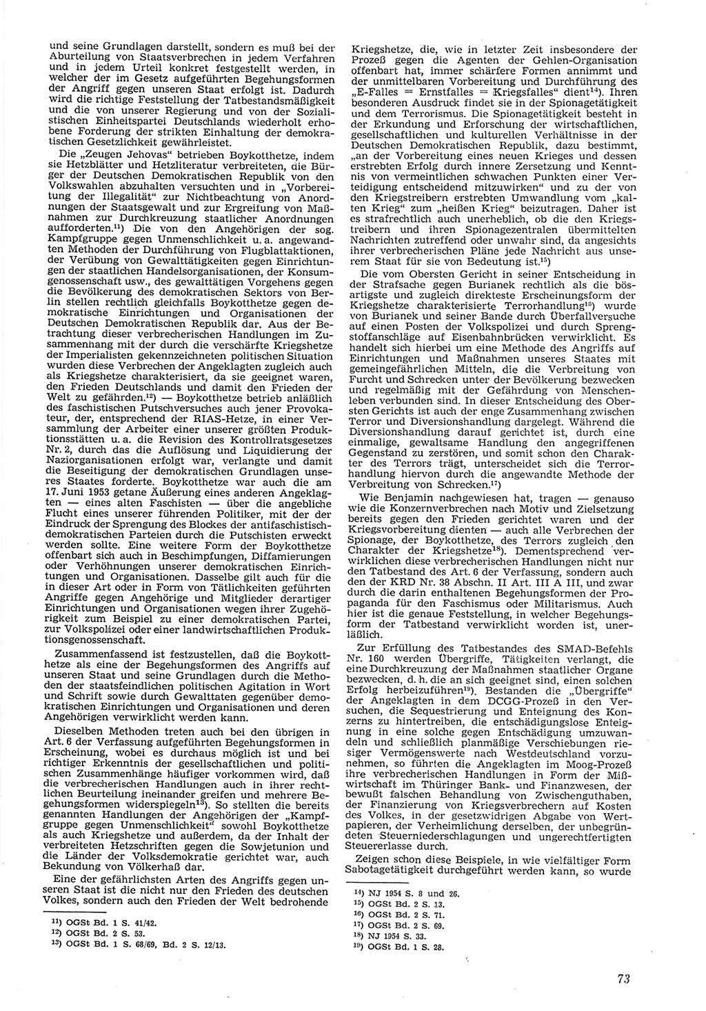 Neue Justiz (NJ), Zeitschrift für Recht und Rechtswissenschaft [Deutsche Demokratische Republik (DDR)], 8. Jahrgang 1954, Seite 73 (NJ DDR 1954, S. 73)