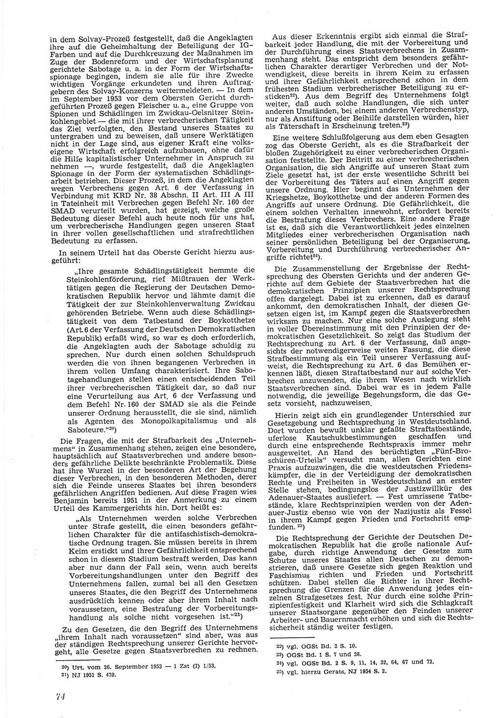 Neue Justiz (NJ), Zeitschrift für Recht und Rechtswissenschaft [Deutsche Demokratische Republik (DDR)], 8. Jahrgang 1954, Seite 74 (NJ DDR 1954, S. 74)