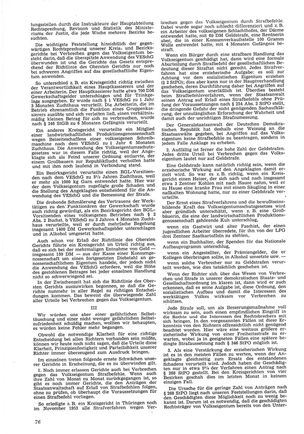 Neue Justiz (NJ), Zeitschrift für Recht und Rechtswissenschaft [Deutsche Demokratische Republik (DDR)], 8. Jahrgang 1954, Seite 76 (NJ DDR 1954, S. 76)