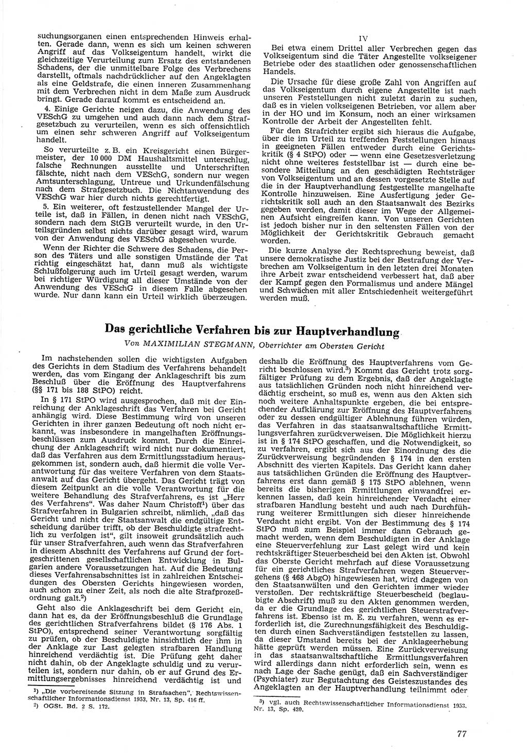 Neue Justiz (NJ), Zeitschrift für Recht und Rechtswissenschaft [Deutsche Demokratische Republik (DDR)], 8. Jahrgang 1954, Seite 77 (NJ DDR 1954, S. 77)
