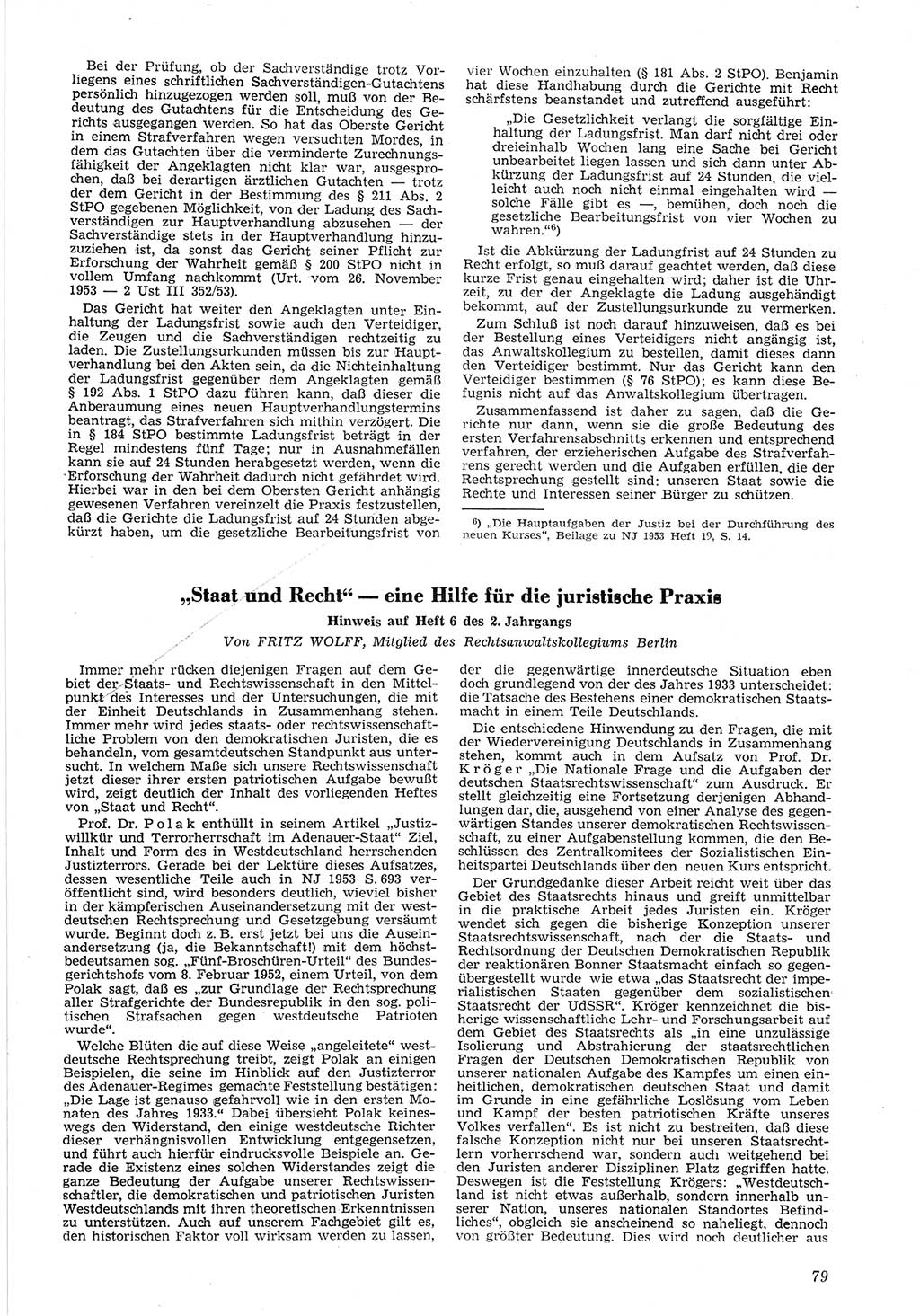 Neue Justiz (NJ), Zeitschrift für Recht und Rechtswissenschaft [Deutsche Demokratische Republik (DDR)], 8. Jahrgang 1954, Seite 79 (NJ DDR 1954, S. 79)
