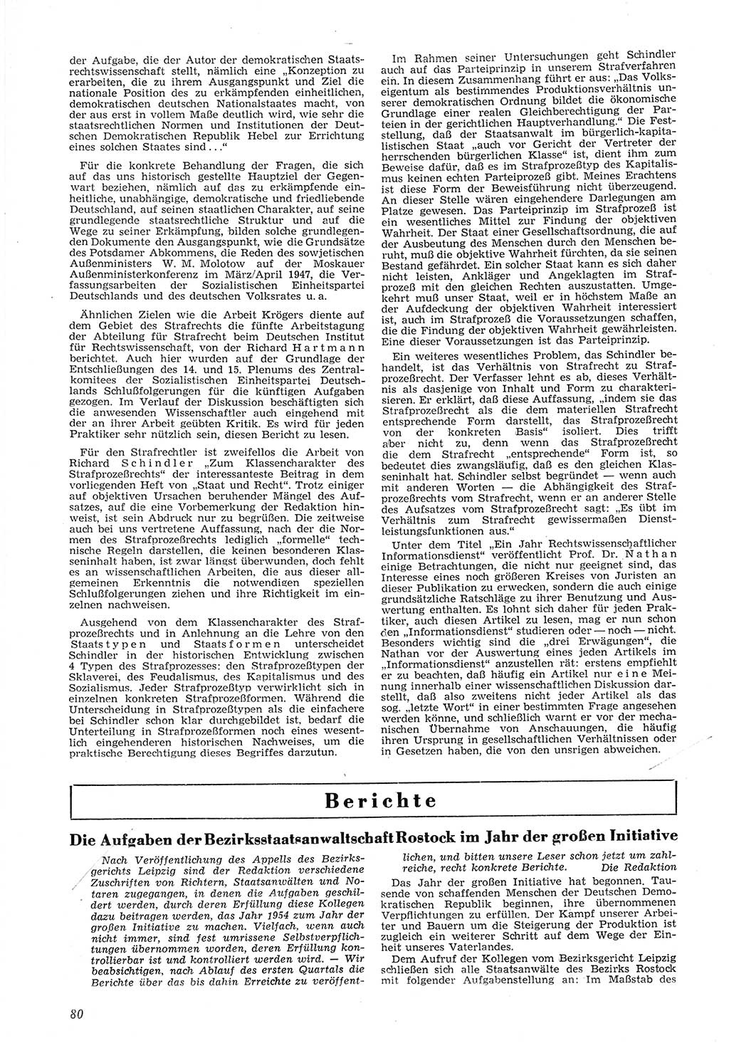 Neue Justiz (NJ), Zeitschrift für Recht und Rechtswissenschaft [Deutsche Demokratische Republik (DDR)], 8. Jahrgang 1954, Seite 80 (NJ DDR 1954, S. 80)