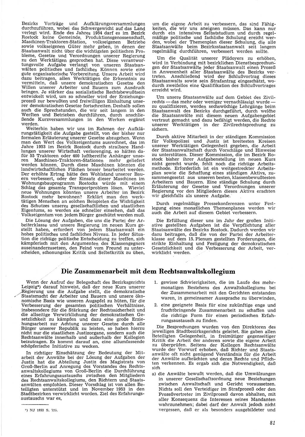 Neue Justiz (NJ), Zeitschrift für Recht und Rechtswissenschaft [Deutsche Demokratische Republik (DDR)], 8. Jahrgang 1954, Seite 81 (NJ DDR 1954, S. 81)