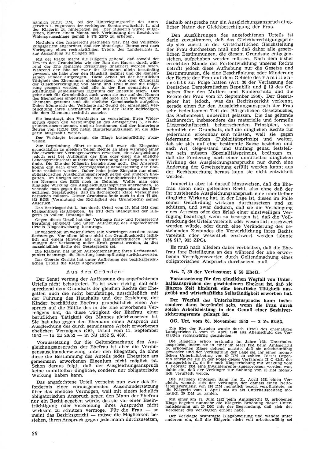 Neue Justiz (NJ), Zeitschrift für Recht und Rechtswissenschaft [Deutsche Demokratische Republik (DDR)], 8. Jahrgang 1954, Seite 88 (NJ DDR 1954, S. 88)