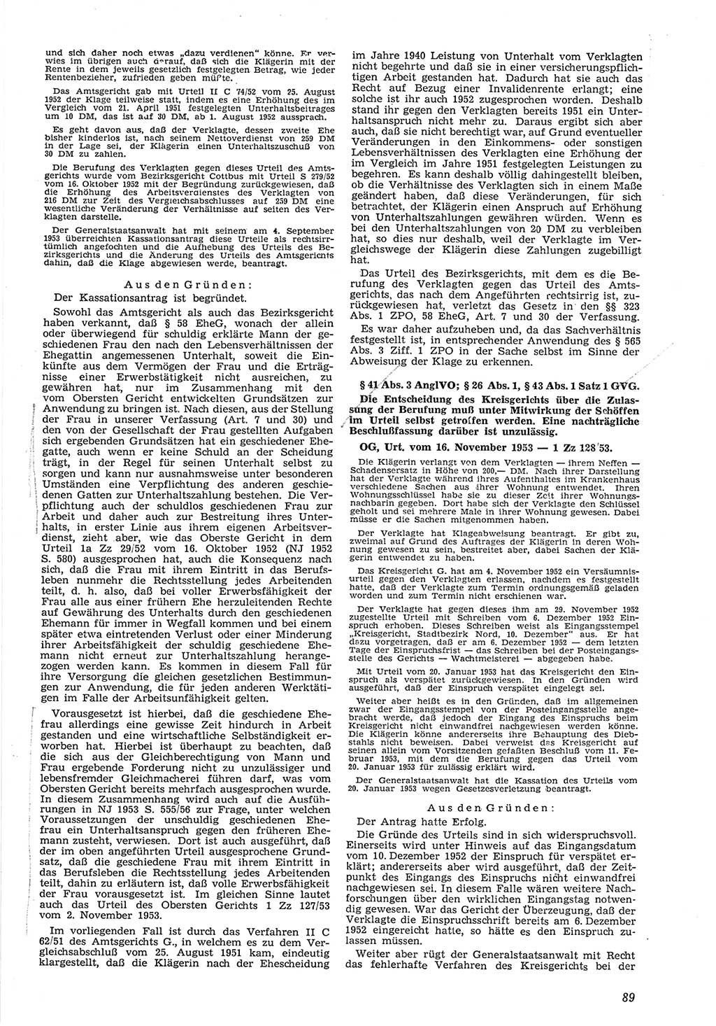 Neue Justiz (NJ), Zeitschrift für Recht und Rechtswissenschaft [Deutsche Demokratische Republik (DDR)], 8. Jahrgang 1954, Seite 89 (NJ DDR 1954, S. 89)