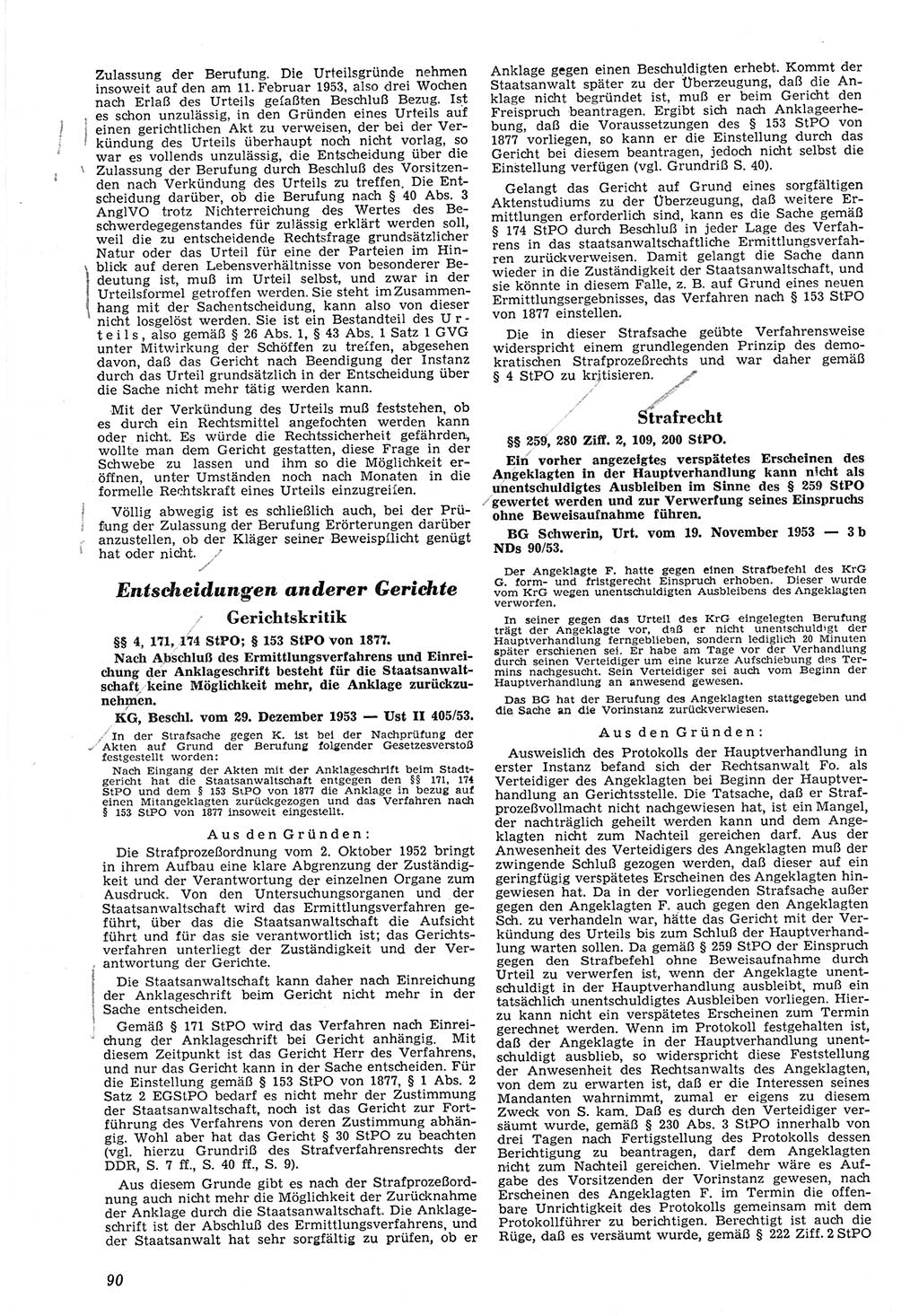 Neue Justiz (NJ), Zeitschrift für Recht und Rechtswissenschaft [Deutsche Demokratische Republik (DDR)], 8. Jahrgang 1954, Seite 90 (NJ DDR 1954, S. 90)