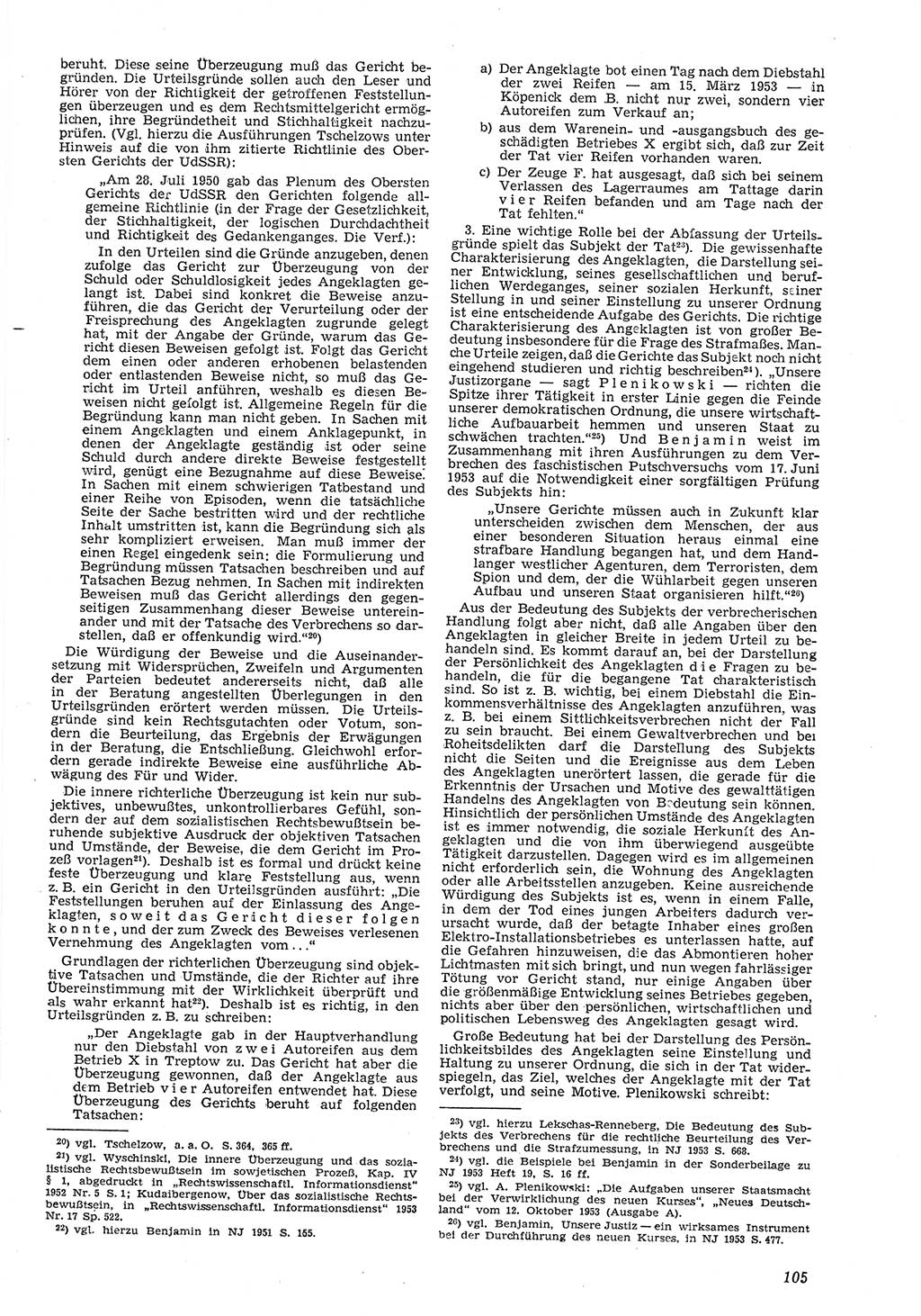 Neue Justiz (NJ), Zeitschrift für Recht und Rechtswissenschaft [Deutsche Demokratische Republik (DDR)], 8. Jahrgang 1954, Seite 105 (NJ DDR 1954, S. 105)