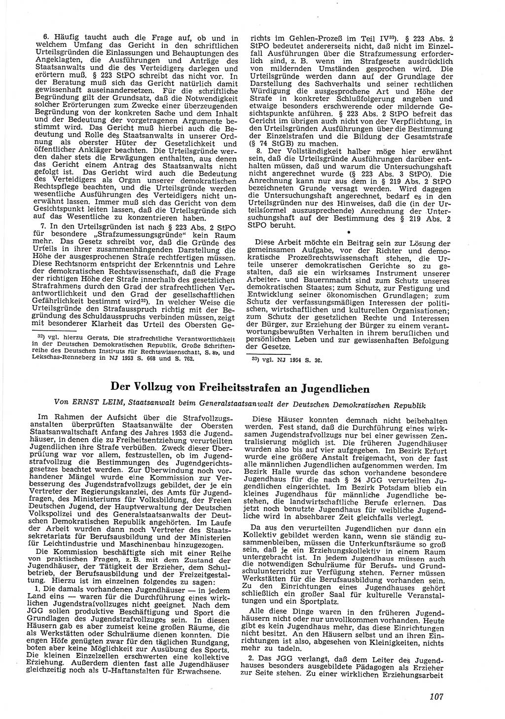 Neue Justiz (NJ), Zeitschrift für Recht und Rechtswissenschaft [Deutsche Demokratische Republik (DDR)], 8. Jahrgang 1954, Seite 107 (NJ DDR 1954, S. 107)