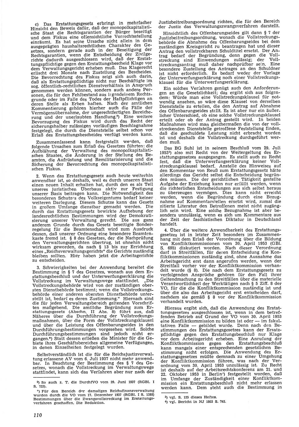 Neue Justiz (NJ), Zeitschrift für Recht und Rechtswissenschaft [Deutsche Demokratische Republik (DDR)], 8. Jahrgang 1954, Seite 110 (NJ DDR 1954, S. 110)