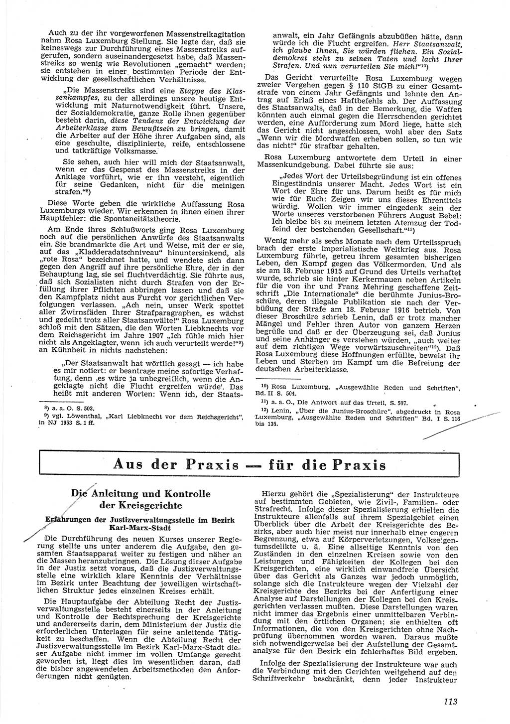 Neue Justiz (NJ), Zeitschrift für Recht und Rechtswissenschaft [Deutsche Demokratische Republik (DDR)], 8. Jahrgang 1954, Seite 113 (NJ DDR 1954, S. 113)