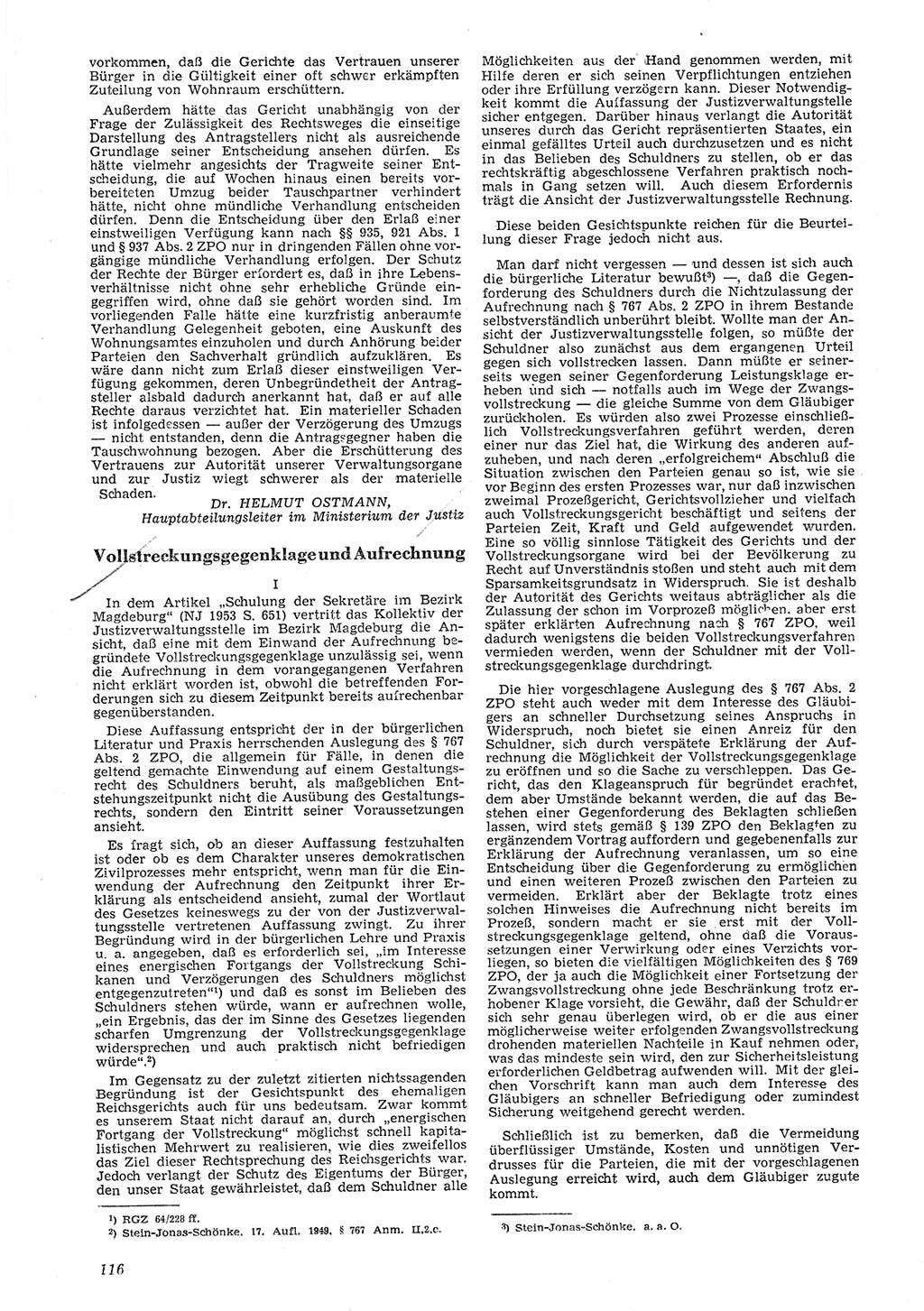 Neue Justiz (NJ), Zeitschrift für Recht und Rechtswissenschaft [Deutsche Demokratische Republik (DDR)], 8. Jahrgang 1954, Seite 116 (NJ DDR 1954, S. 116)