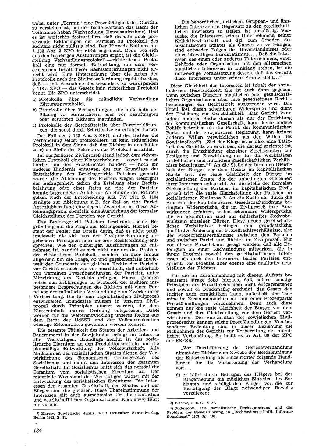 Neue Justiz (NJ), Zeitschrift für Recht und Rechtswissenschaft [Deutsche Demokratische Republik (DDR)], 8. Jahrgang 1954, Seite 134 (NJ DDR 1954, S. 134)