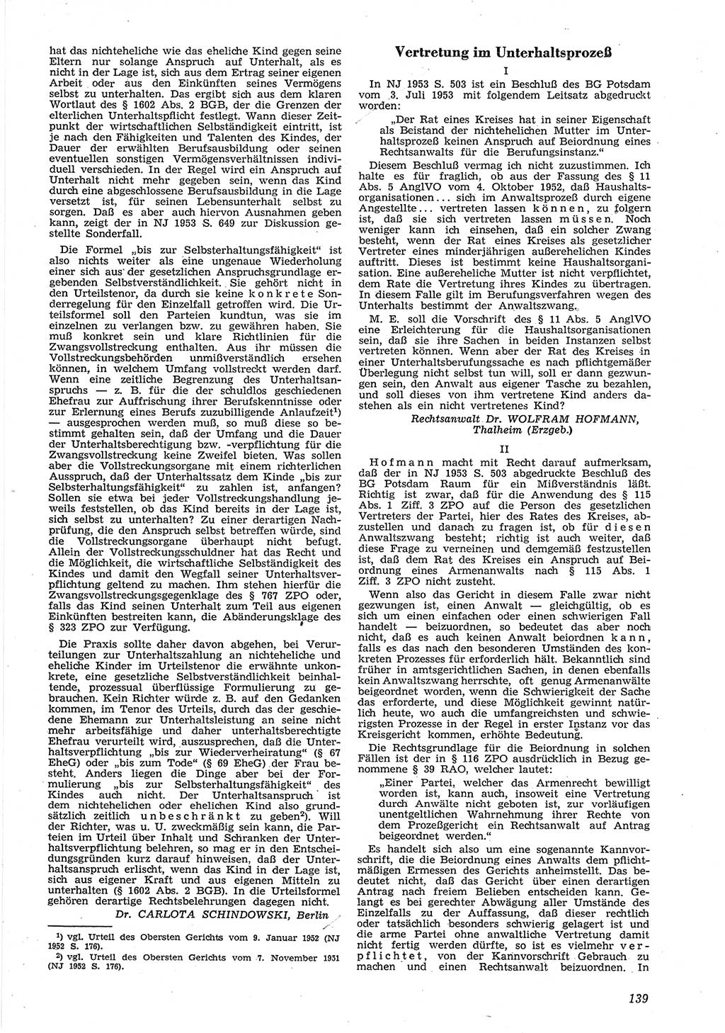 Neue Justiz (NJ), Zeitschrift für Recht und Rechtswissenschaft [Deutsche Demokratische Republik (DDR)], 8. Jahrgang 1954, Seite 139 (NJ DDR 1954, S. 139)