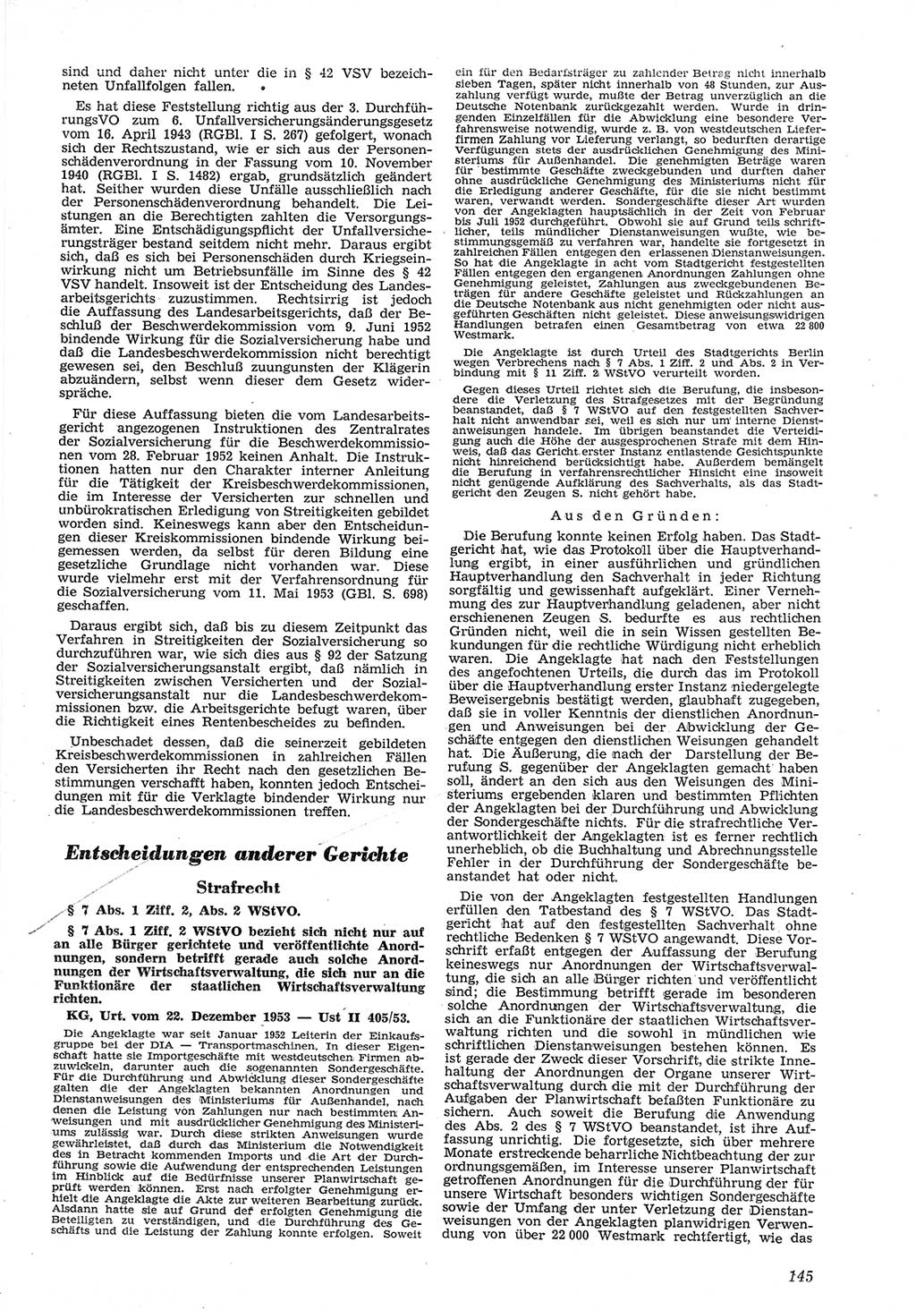 Neue Justiz (NJ), Zeitschrift für Recht und Rechtswissenschaft [Deutsche Demokratische Republik (DDR)], 8. Jahrgang 1954, Seite 145 (NJ DDR 1954, S. 145)