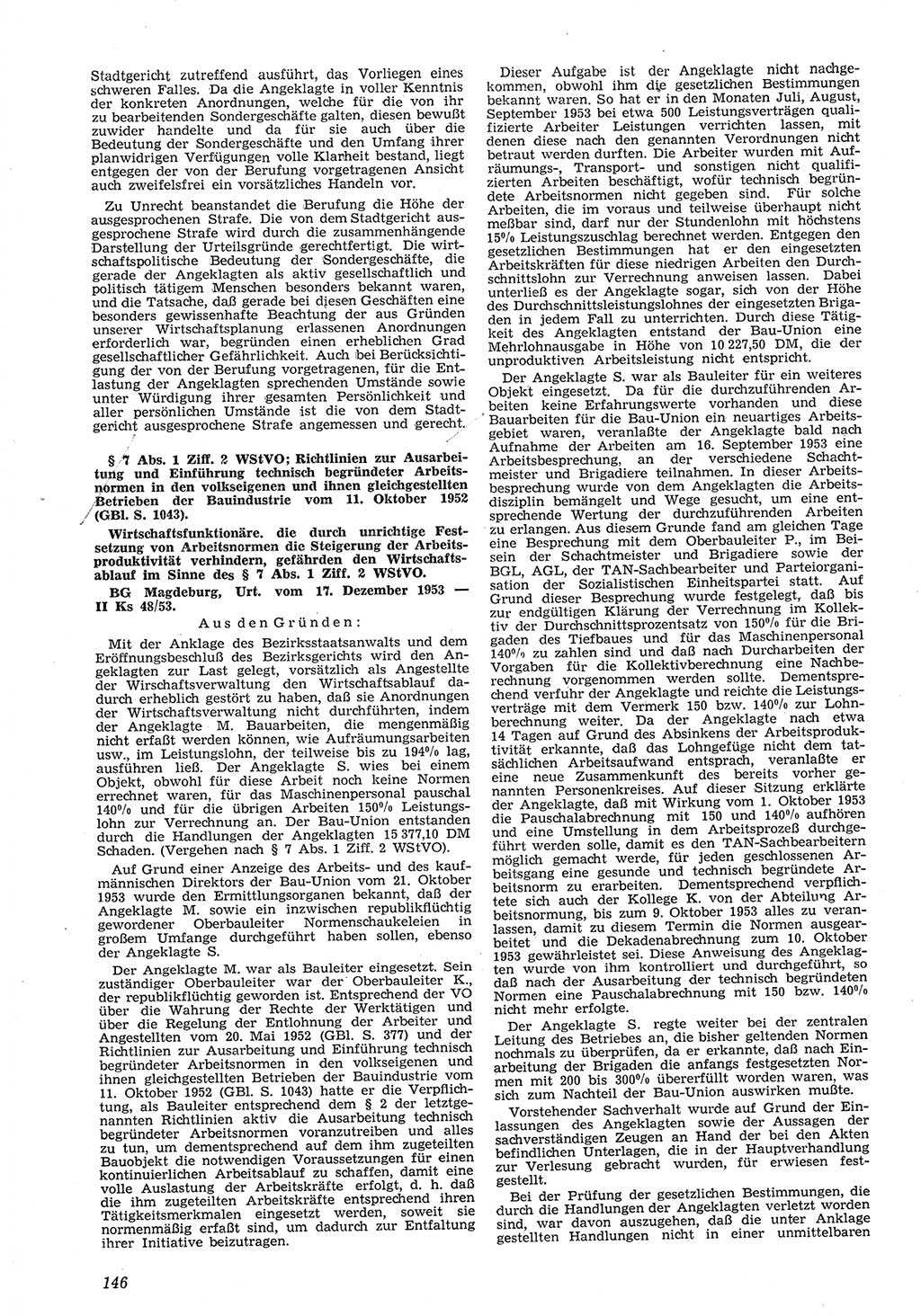 Neue Justiz (NJ), Zeitschrift für Recht und Rechtswissenschaft [Deutsche Demokratische Republik (DDR)], 8. Jahrgang 1954, Seite 146 (NJ DDR 1954, S. 146)