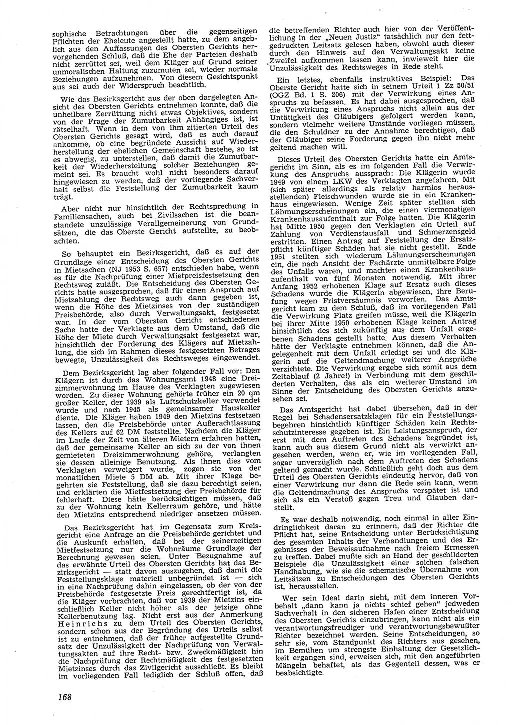 Neue Justiz (NJ), Zeitschrift für Recht und Rechtswissenschaft [Deutsche Demokratische Republik (DDR)], 8. Jahrgang 1954, Seite 168 (NJ DDR 1954, S. 168)
