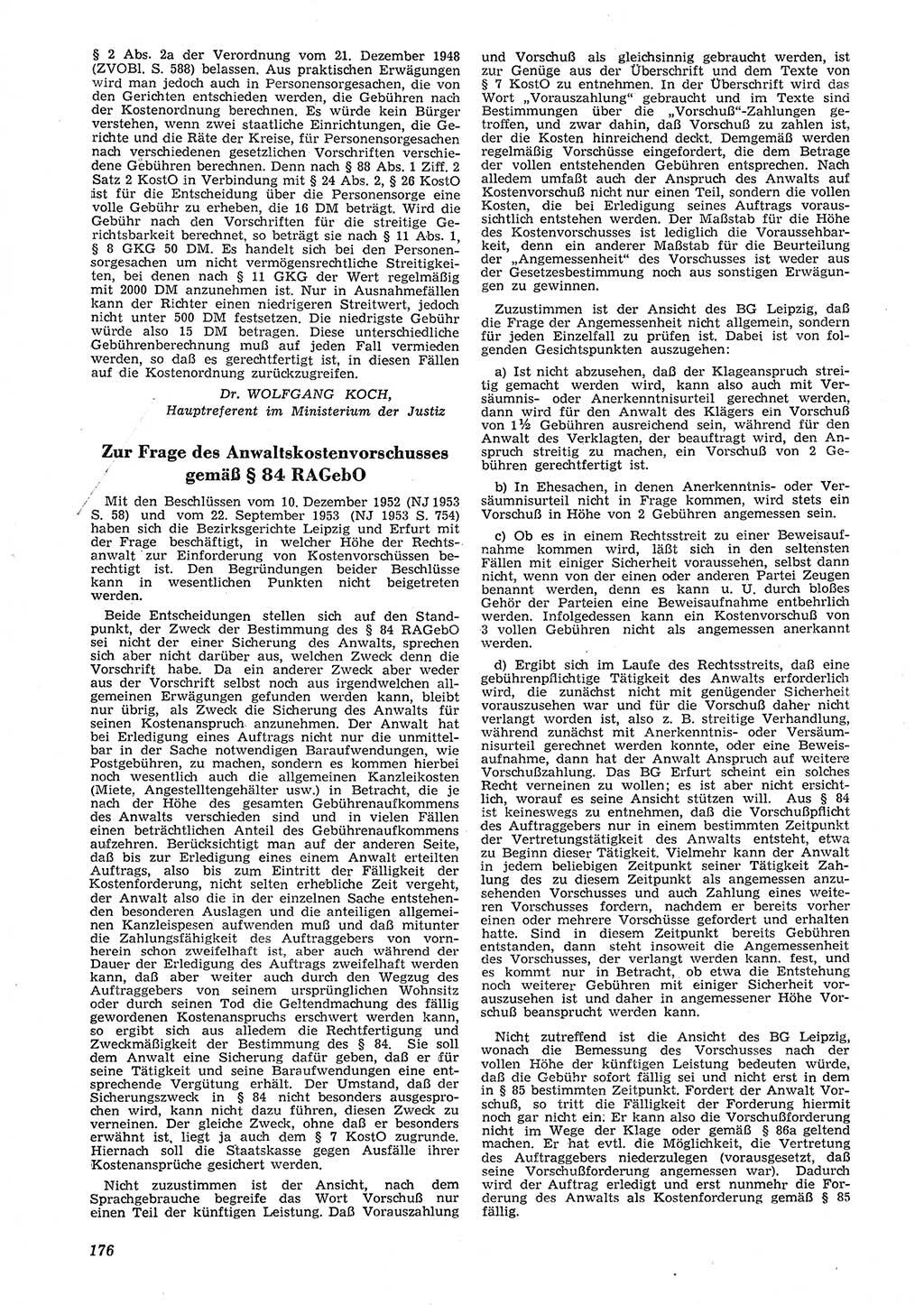 Neue Justiz (NJ), Zeitschrift für Recht und Rechtswissenschaft [Deutsche Demokratische Republik (DDR)], 8. Jahrgang 1954, Seite 176 (NJ DDR 1954, S. 176)