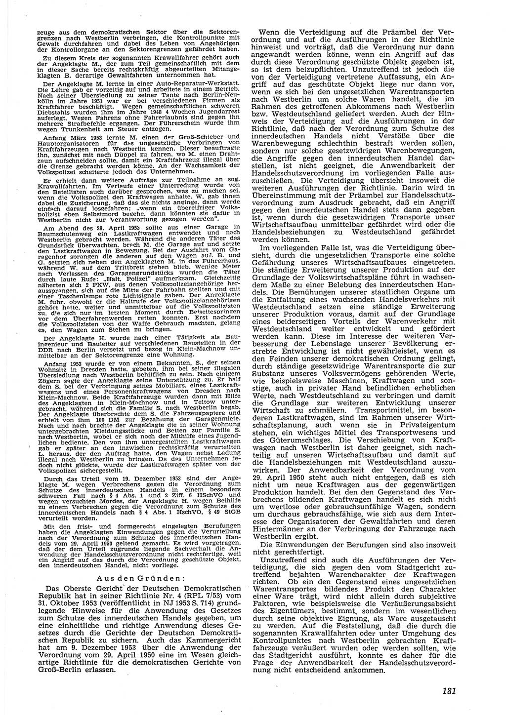 Neue Justiz (NJ), Zeitschrift für Recht und Rechtswissenschaft [Deutsche Demokratische Republik (DDR)], 8. Jahrgang 1954, Seite 181 (NJ DDR 1954, S. 181)