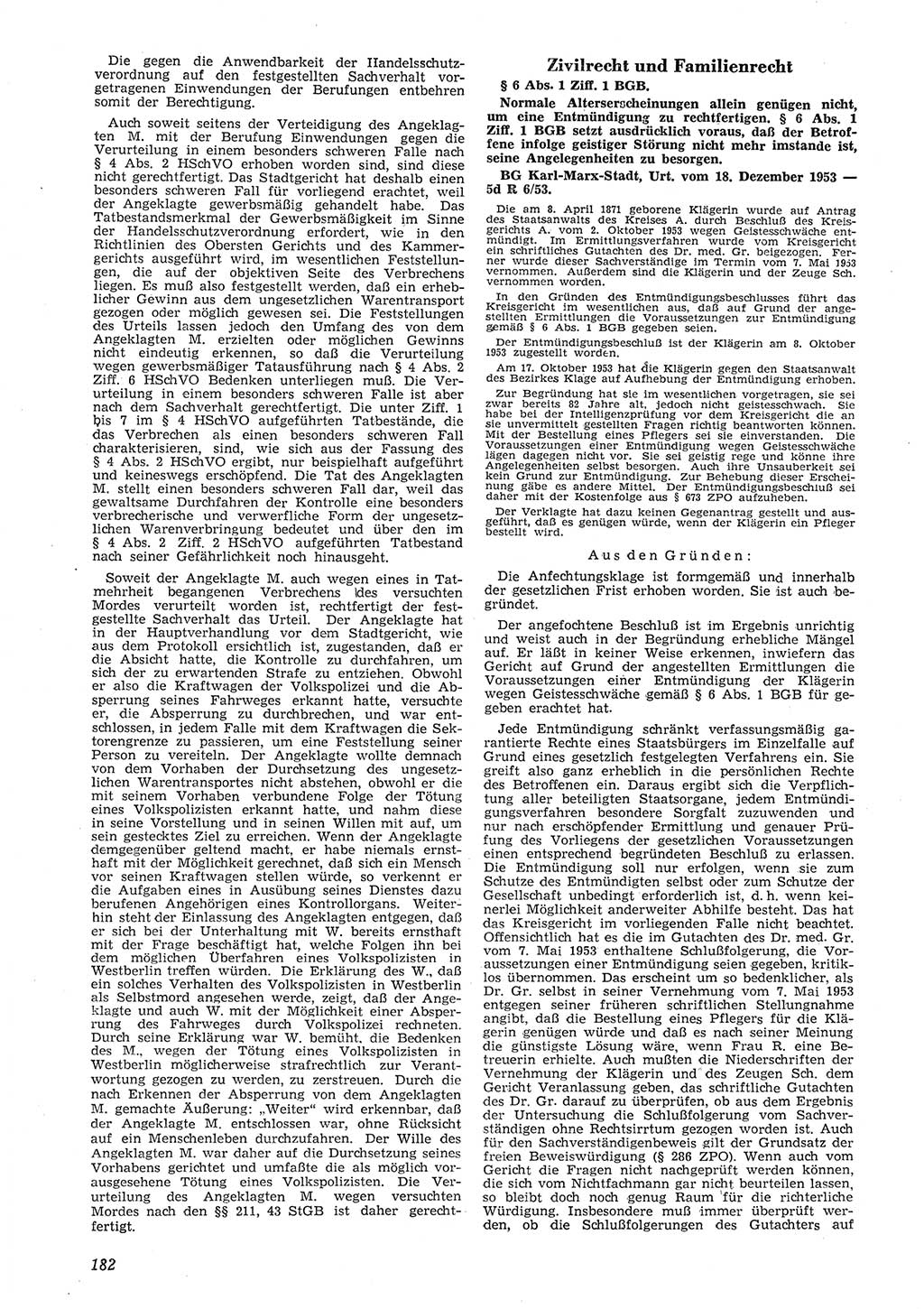 Neue Justiz (NJ), Zeitschrift für Recht und Rechtswissenschaft [Deutsche Demokratische Republik (DDR)], 8. Jahrgang 1954, Seite 182 (NJ DDR 1954, S. 182)