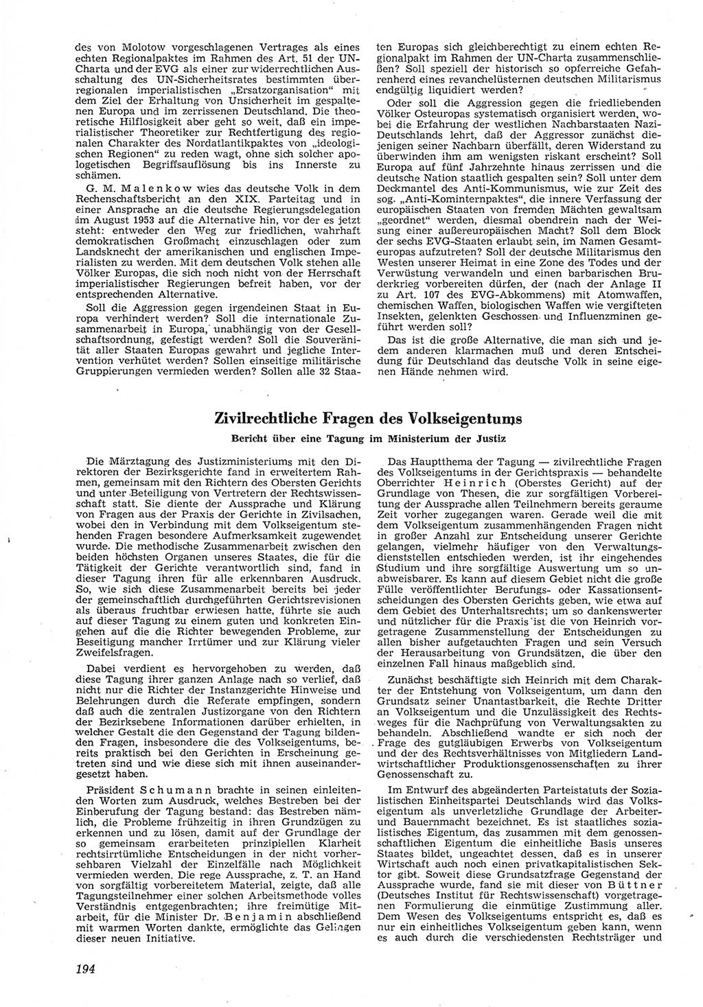 Neue Justiz (NJ), Zeitschrift für Recht und Rechtswissenschaft [Deutsche Demokratische Republik (DDR)], 8. Jahrgang 1954, Seite 194 (NJ DDR 1954, S. 194)