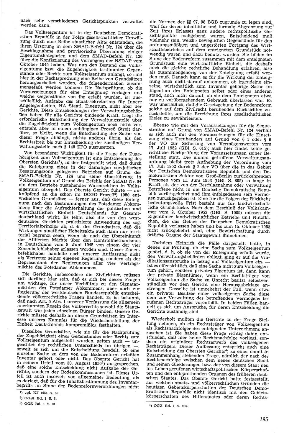 Neue Justiz (NJ), Zeitschrift für Recht und Rechtswissenschaft [Deutsche Demokratische Republik (DDR)], 8. Jahrgang 1954, Seite 195 (NJ DDR 1954, S. 195)