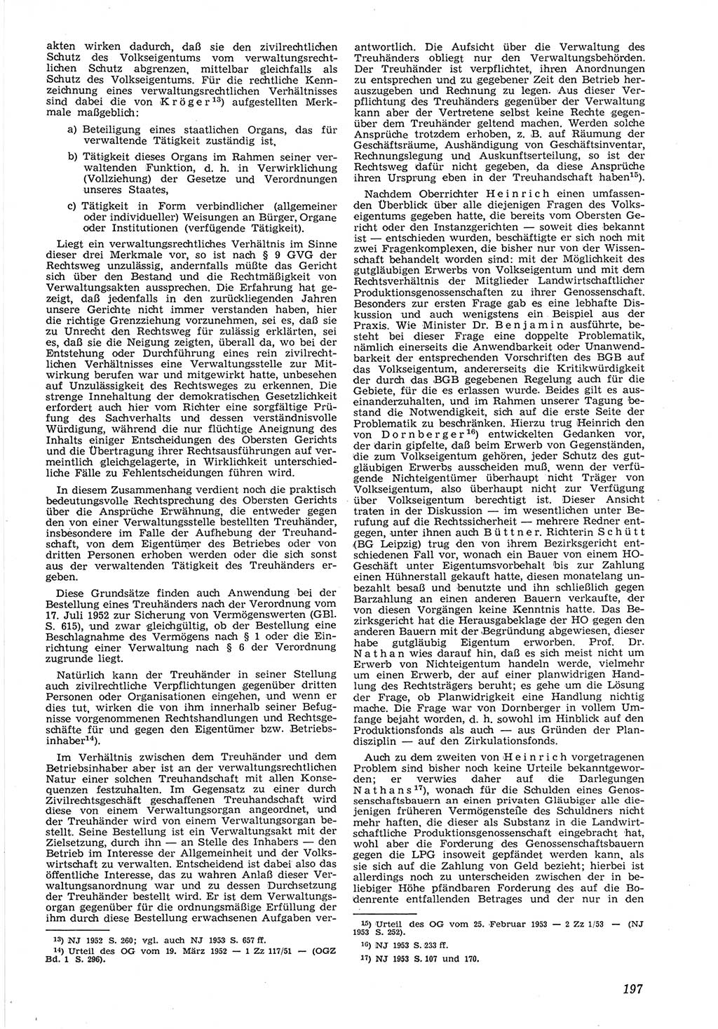 Neue Justiz (NJ), Zeitschrift für Recht und Rechtswissenschaft [Deutsche Demokratische Republik (DDR)], 8. Jahrgang 1954, Seite 197 (NJ DDR 1954, S. 197)