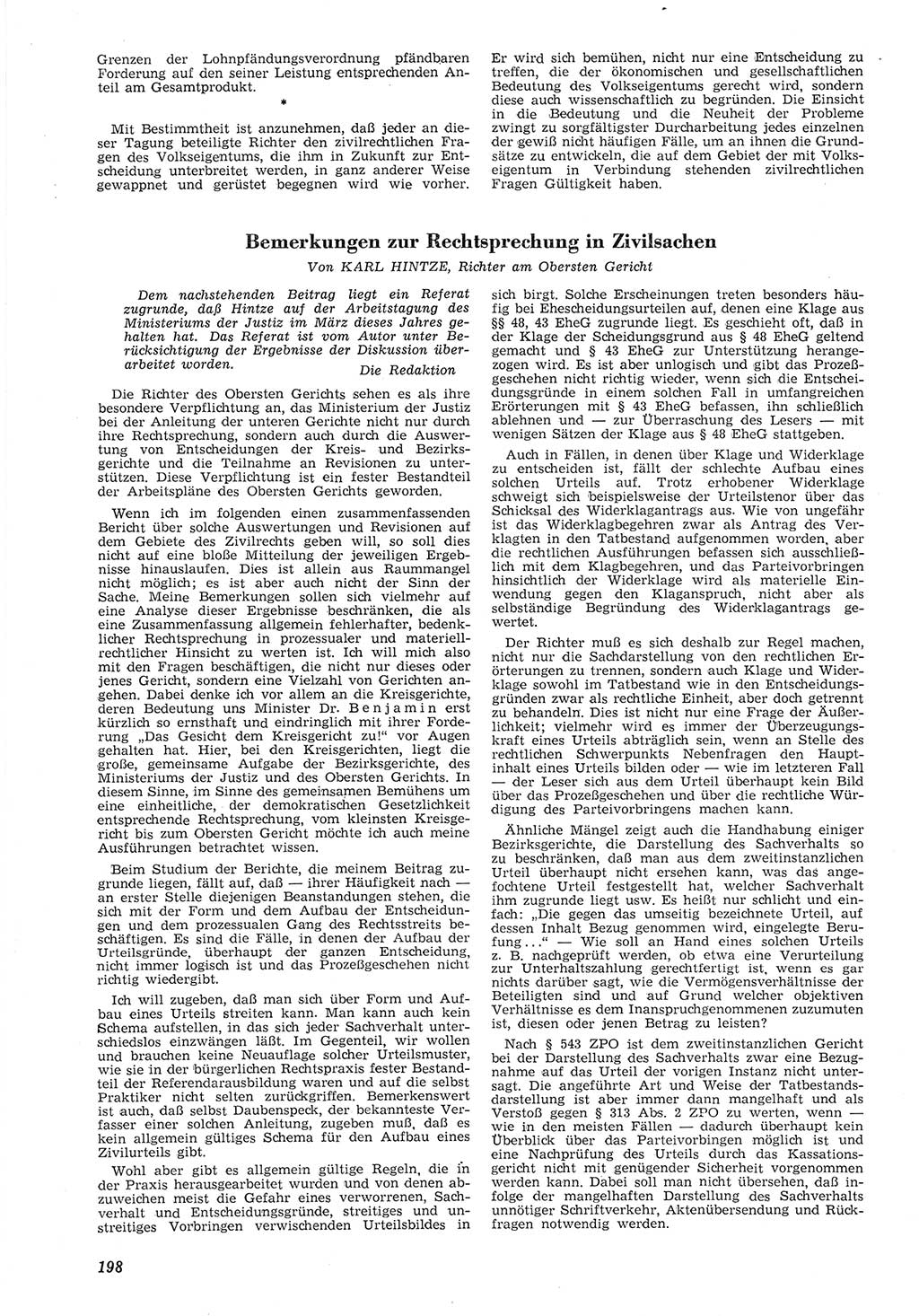 Neue Justiz (NJ), Zeitschrift für Recht und Rechtswissenschaft [Deutsche Demokratische Republik (DDR)], 8. Jahrgang 1954, Seite 198 (NJ DDR 1954, S. 198)