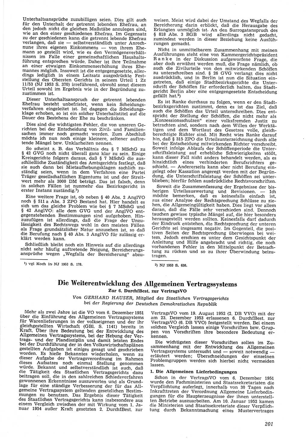 Neue Justiz (NJ), Zeitschrift für Recht und Rechtswissenschaft [Deutsche Demokratische Republik (DDR)], 8. Jahrgang 1954, Seite 201 (NJ DDR 1954, S. 201)