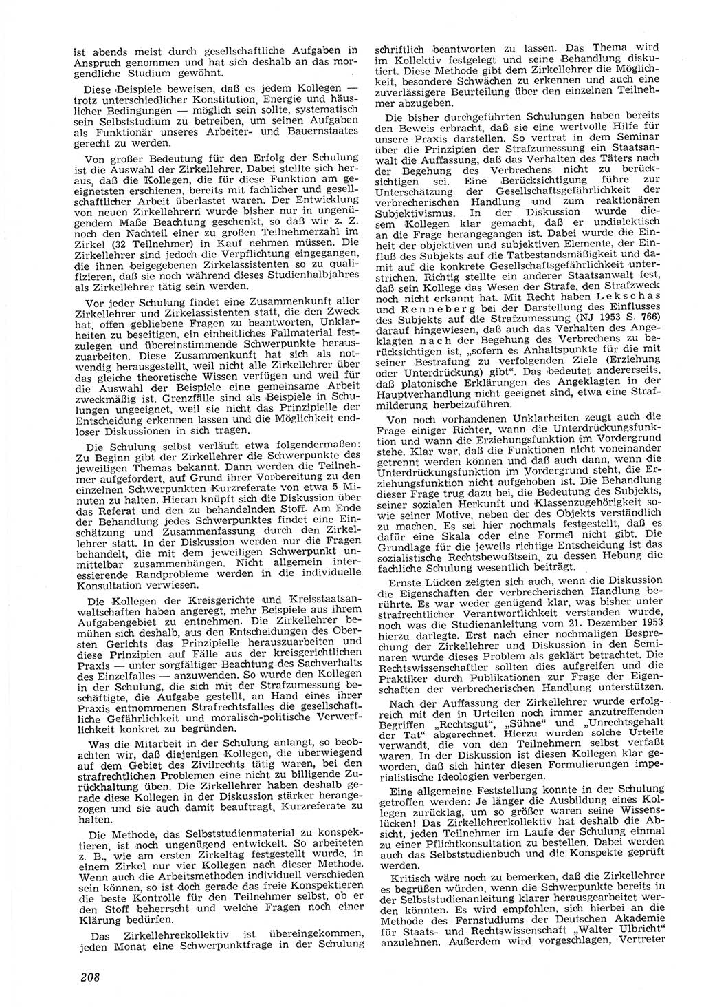 Neue Justiz (NJ), Zeitschrift für Recht und Rechtswissenschaft [Deutsche Demokratische Republik (DDR)], 8. Jahrgang 1954, Seite 208 (NJ DDR 1954, S. 208)