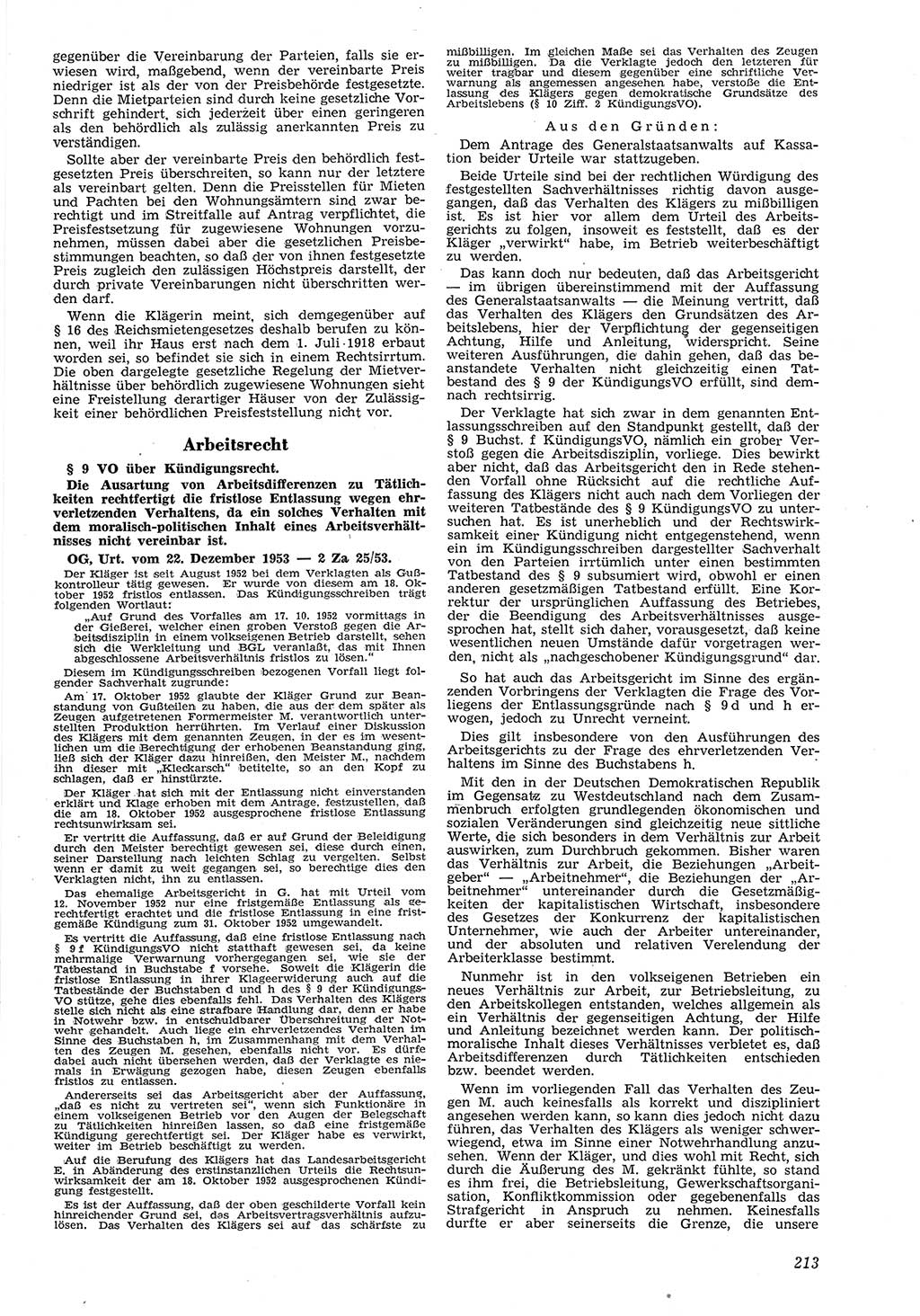 Neue Justiz (NJ), Zeitschrift für Recht und Rechtswissenschaft [Deutsche Demokratische Republik (DDR)], 8. Jahrgang 1954, Seite 213 (NJ DDR 1954, S. 213)