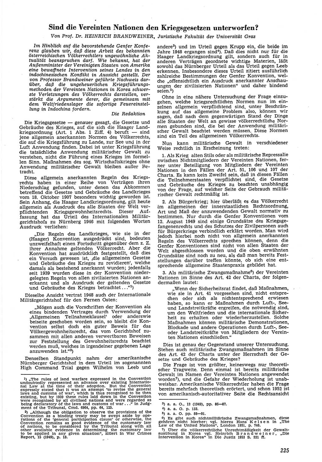 Neue Justiz (NJ), Zeitschrift für Recht und Rechtswissenschaft [Deutsche Demokratische Republik (DDR)], 8. Jahrgang 1954, Seite 225 (NJ DDR 1954, S. 225)