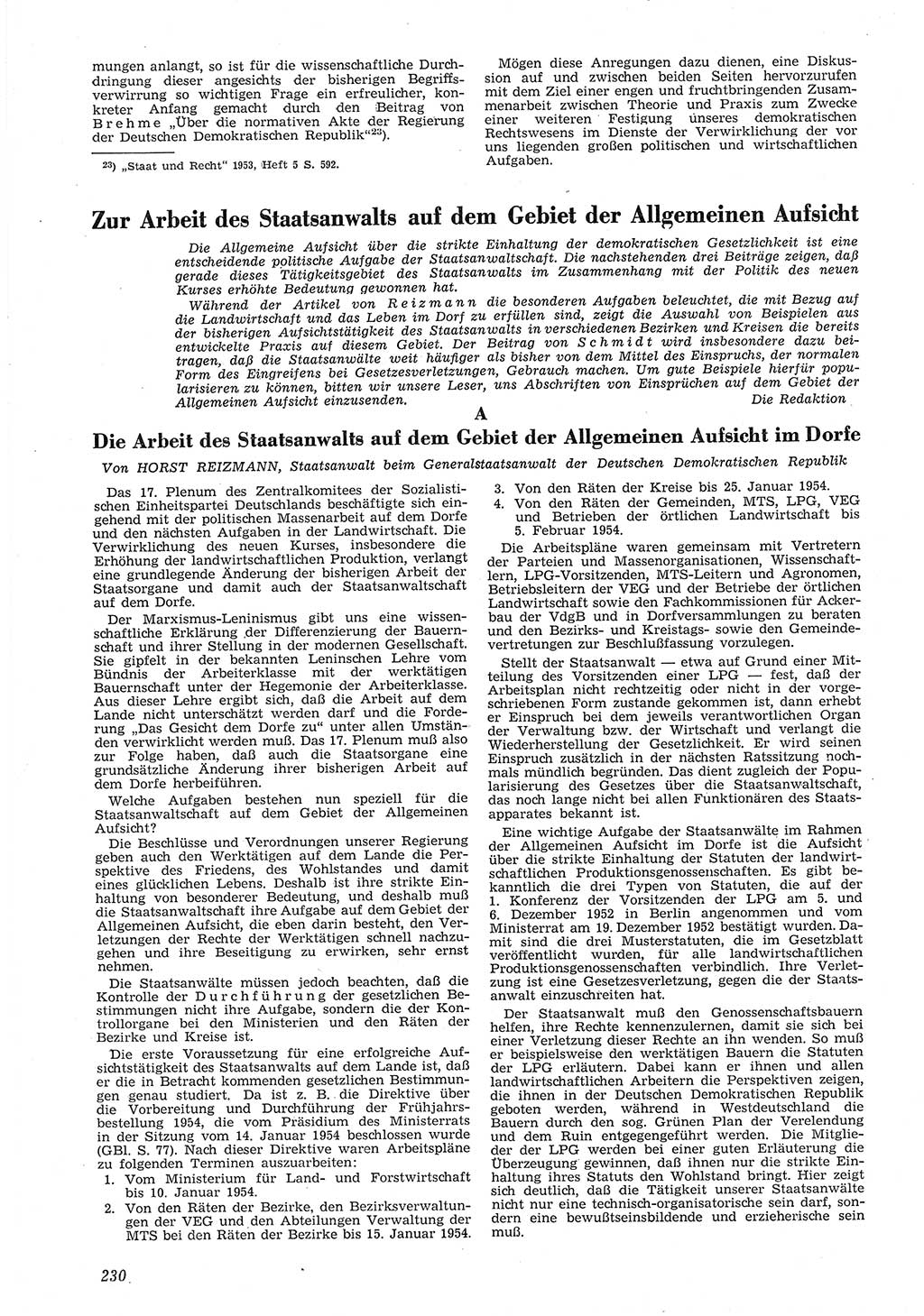 Neue Justiz (NJ), Zeitschrift für Recht und Rechtswissenschaft [Deutsche Demokratische Republik (DDR)], 8. Jahrgang 1954, Seite 230 (NJ DDR 1954, S. 230)