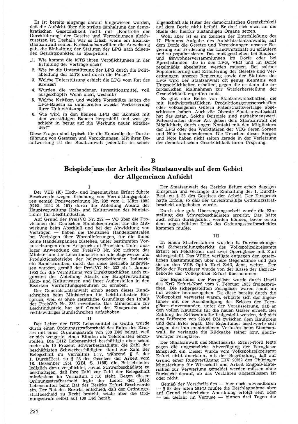 Neue Justiz (NJ), Zeitschrift für Recht und Rechtswissenschaft [Deutsche Demokratische Republik (DDR)], 8. Jahrgang 1954, Seite 232 (NJ DDR 1954, S. 232)
