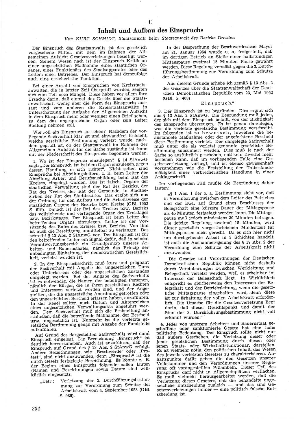 Neue Justiz (NJ), Zeitschrift für Recht und Rechtswissenschaft [Deutsche Demokratische Republik (DDR)], 8. Jahrgang 1954, Seite 234 (NJ DDR 1954, S. 234)