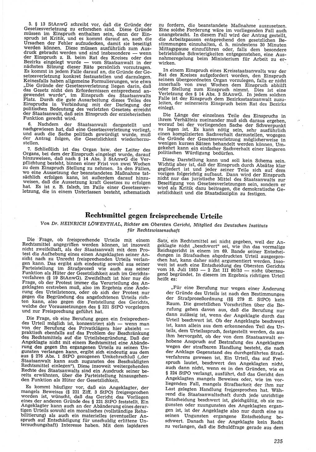 Neue Justiz (NJ), Zeitschrift für Recht und Rechtswissenschaft [Deutsche Demokratische Republik (DDR)], 8. Jahrgang 1954, Seite 235 (NJ DDR 1954, S. 235)