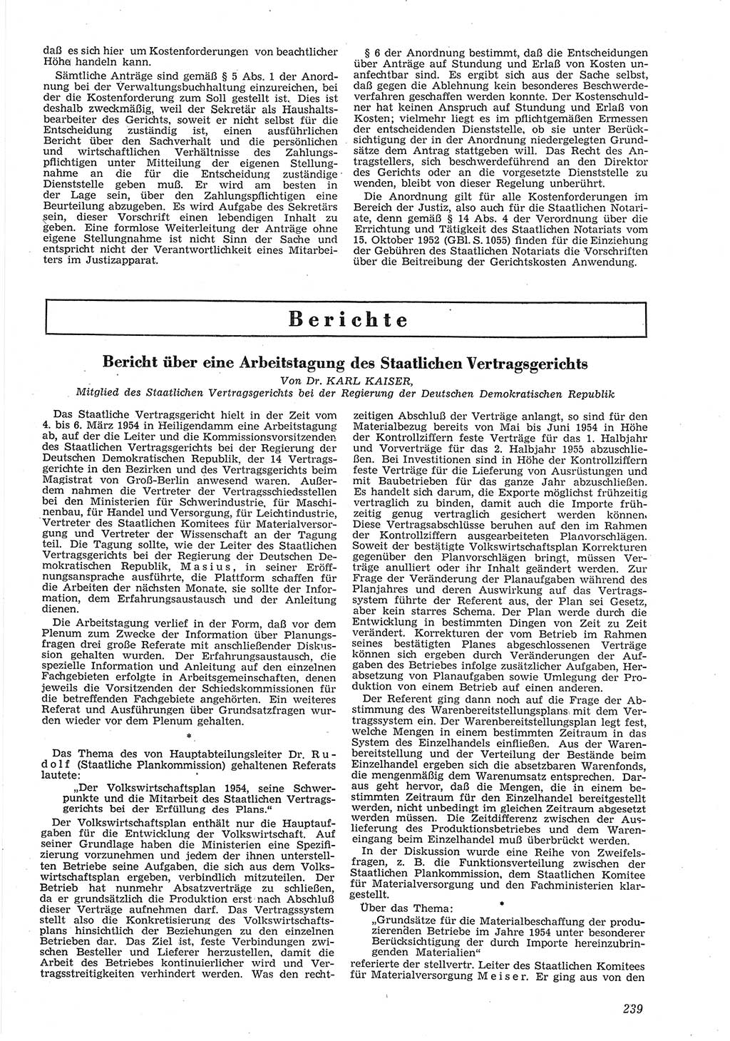 Neue Justiz (NJ), Zeitschrift für Recht und Rechtswissenschaft [Deutsche Demokratische Republik (DDR)], 8. Jahrgang 1954, Seite 239 (NJ DDR 1954, S. 239)