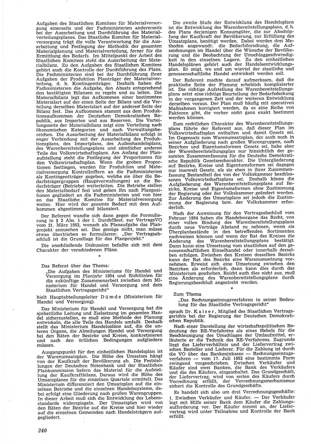 Neue Justiz (NJ), Zeitschrift für Recht und Rechtswissenschaft [Deutsche Demokratische Republik (DDR)], 8. Jahrgang 1954, Seite 240 (NJ DDR 1954, S. 240)