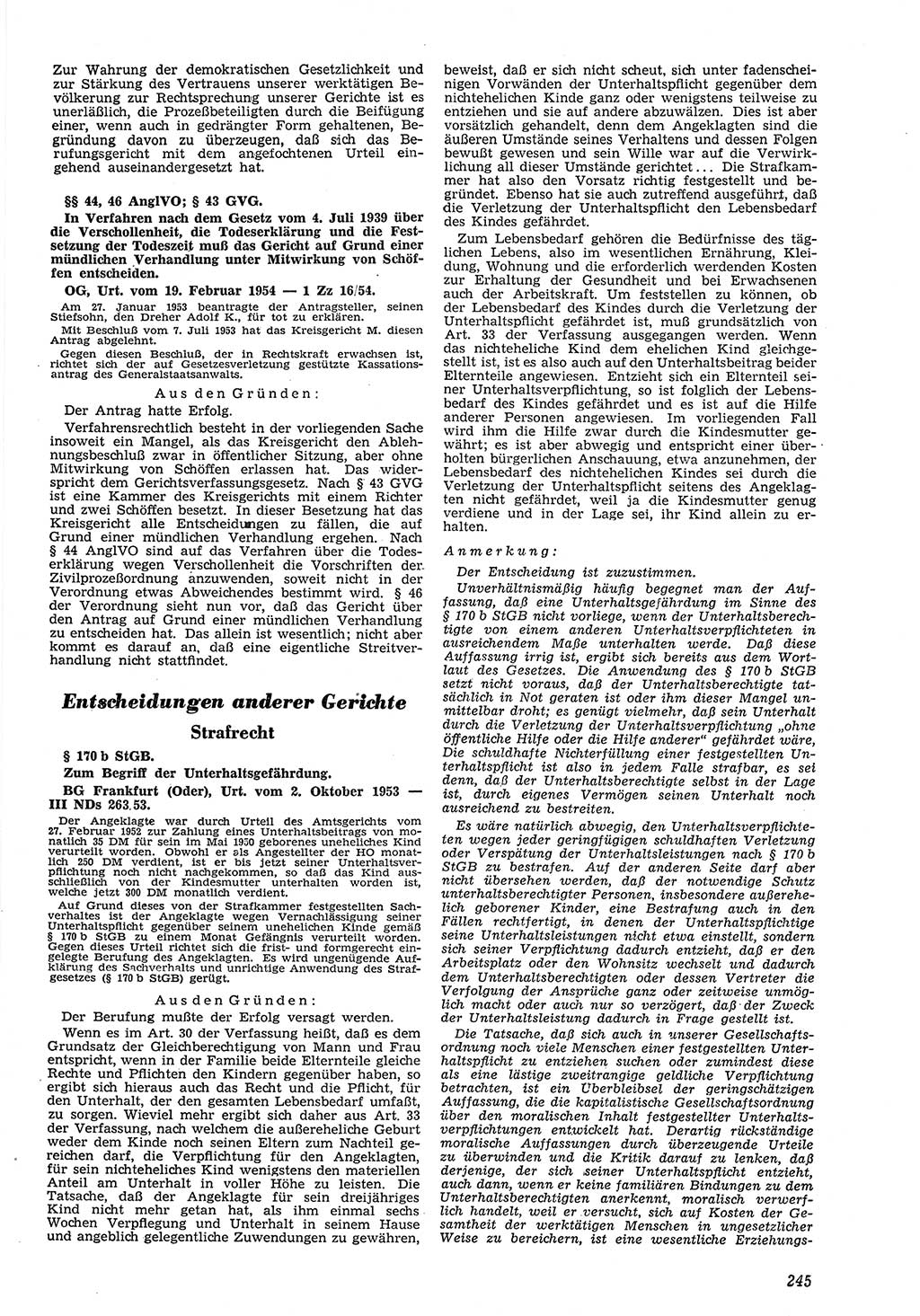 Neue Justiz (NJ), Zeitschrift für Recht und Rechtswissenschaft [Deutsche Demokratische Republik (DDR)], 8. Jahrgang 1954, Seite 245 (NJ DDR 1954, S. 245)