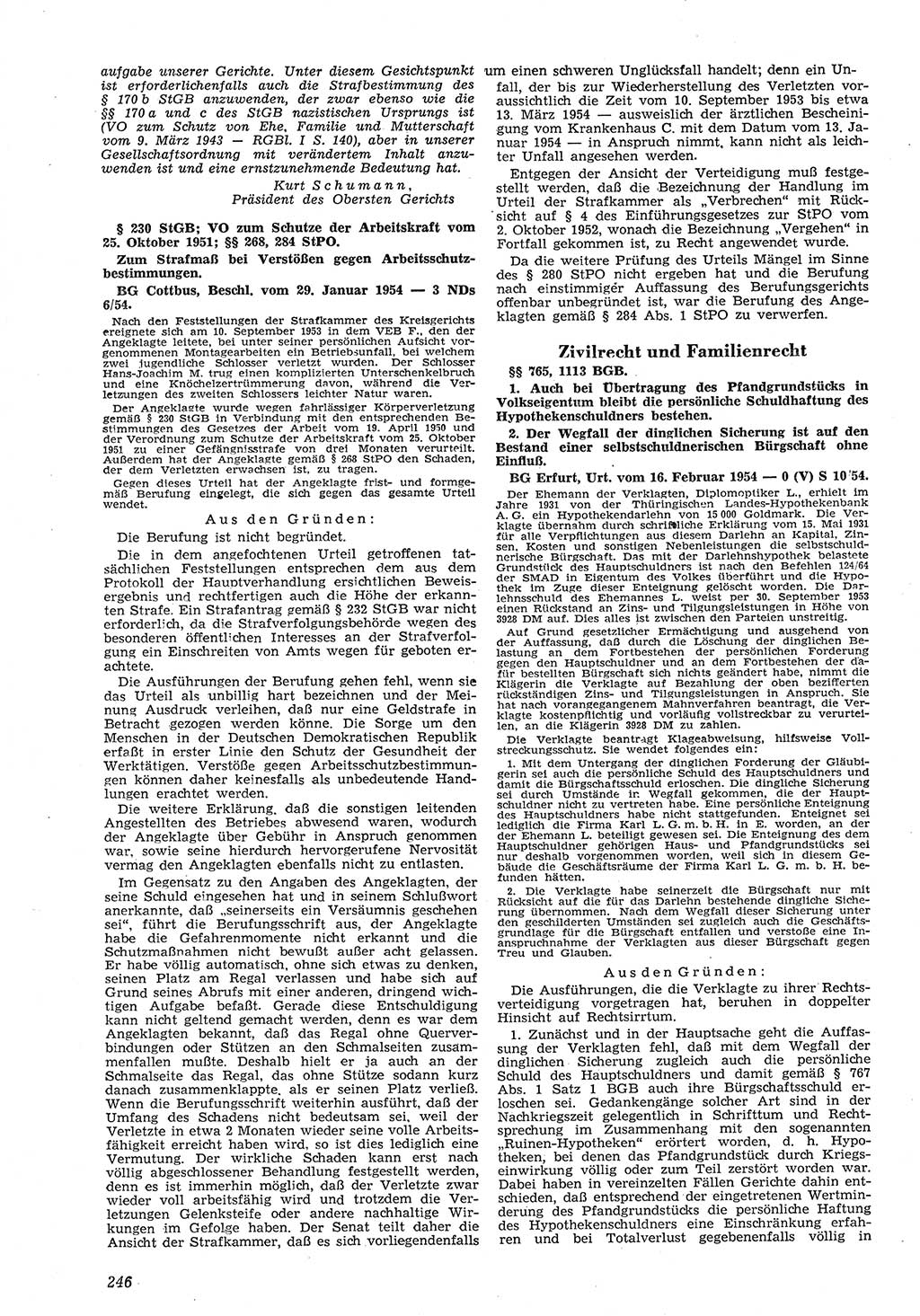 Neue Justiz (NJ), Zeitschrift für Recht und Rechtswissenschaft [Deutsche Demokratische Republik (DDR)], 8. Jahrgang 1954, Seite 246 (NJ DDR 1954, S. 246)